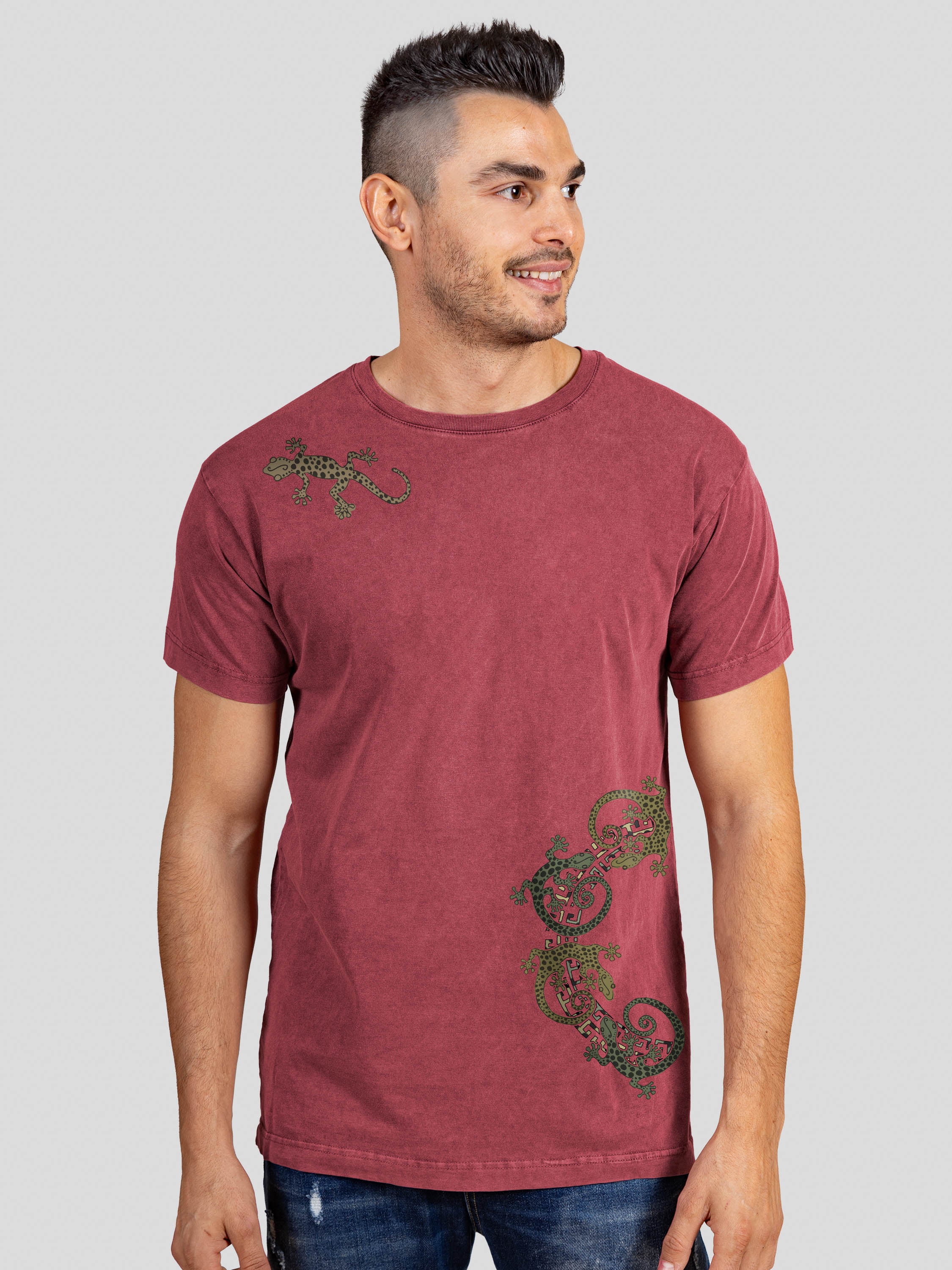 Tribal Κολάζ Σχέδιο Σαύρα - Μπλούζες Πετροπλυμένες