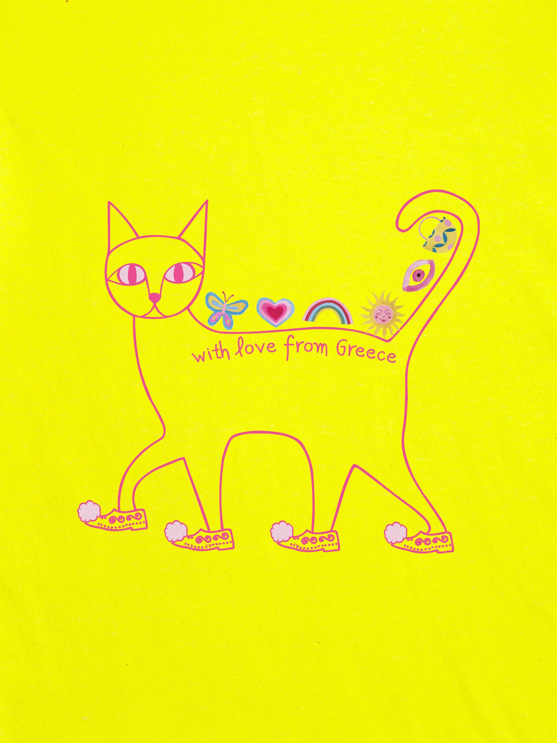 Love From Greece Cat Line Art - T-Shirts