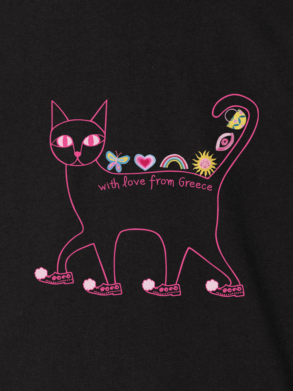 Love From Greece Cat Line Art - T-Shirts