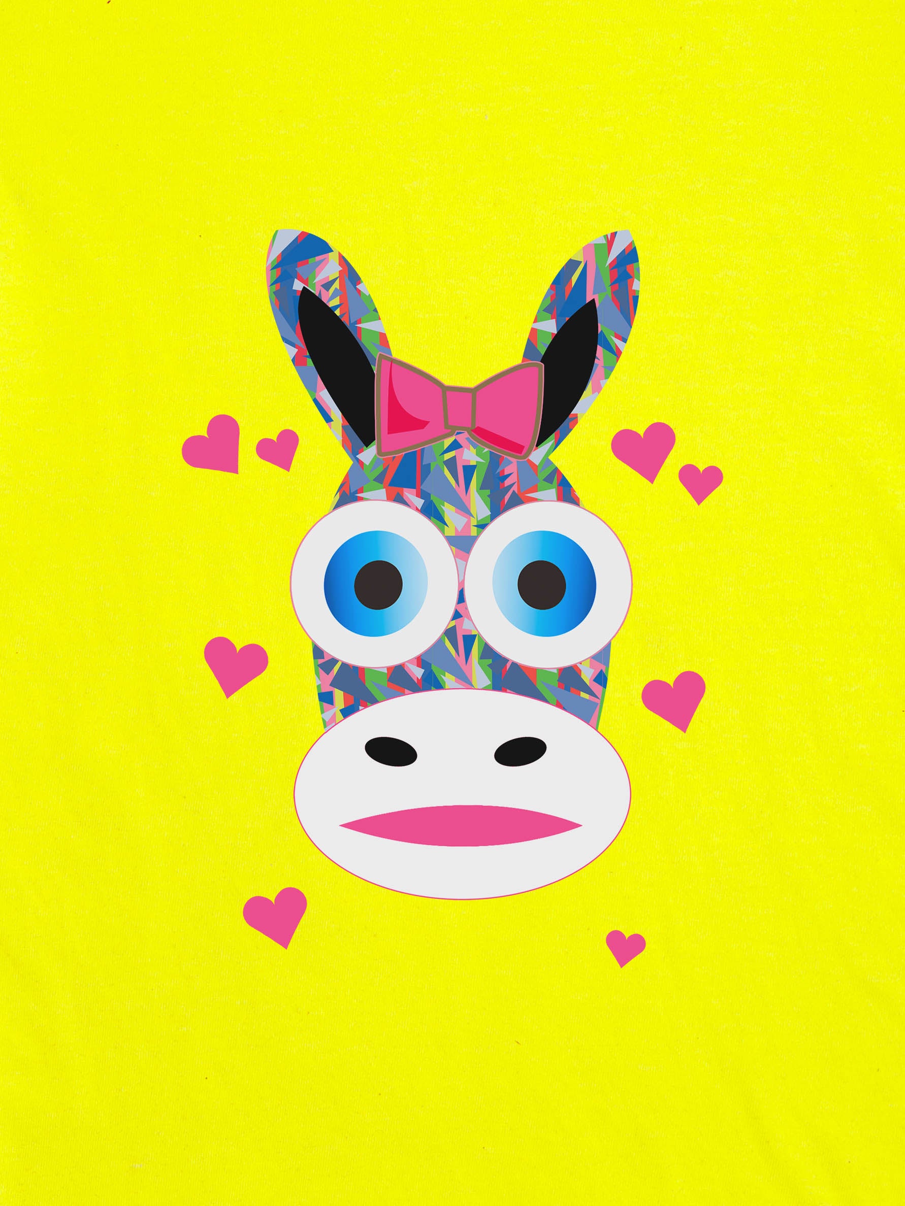 Pink Donkey Face with Bow - T-Shirts
