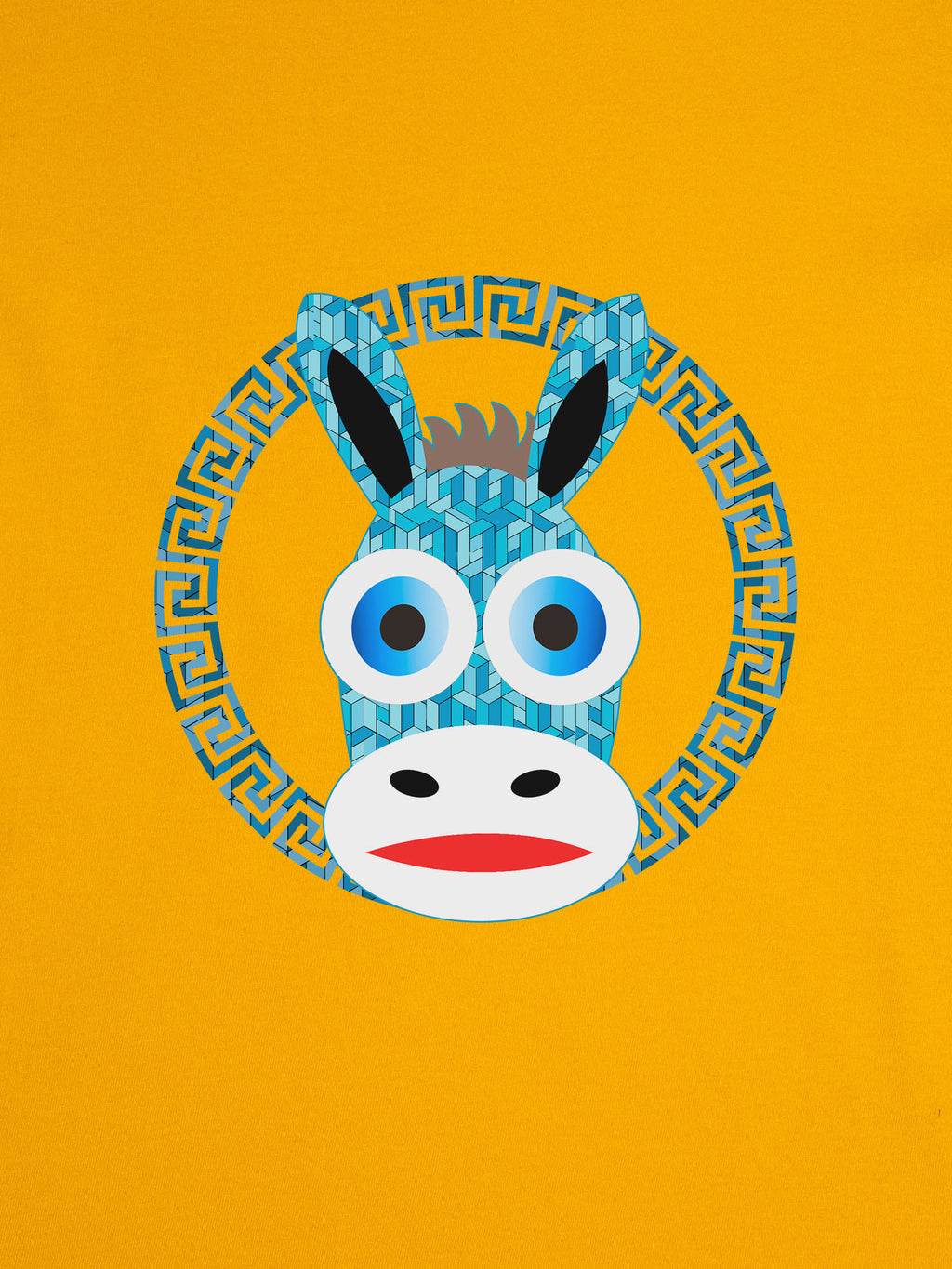 Donkey Face Greek Key Badge - T-Shirts