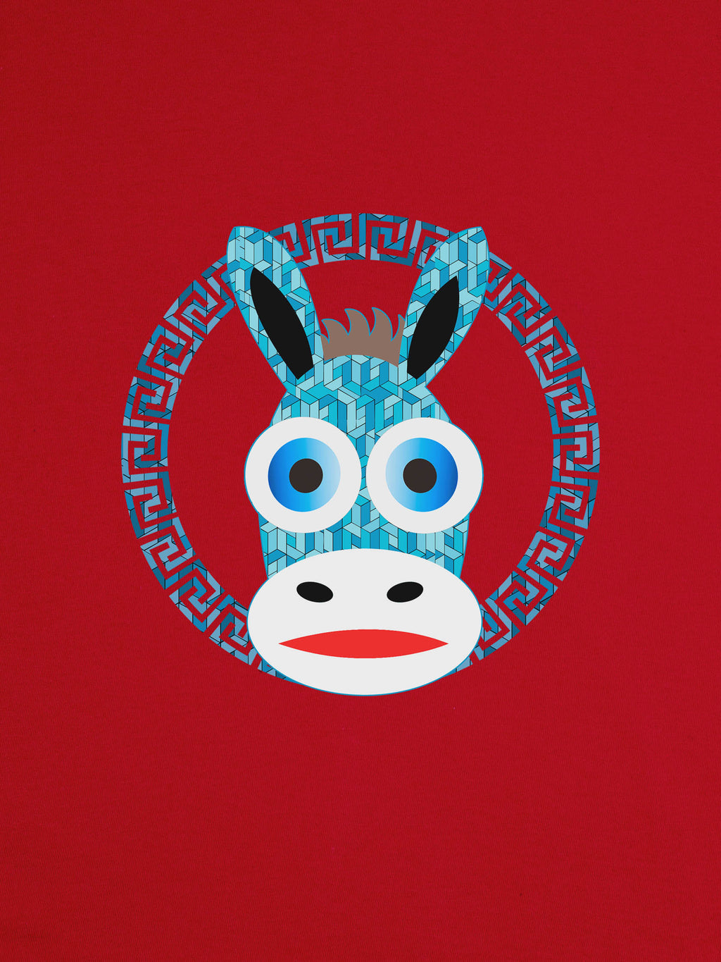 Donkey Face Greek Key Badge - T-Shirts