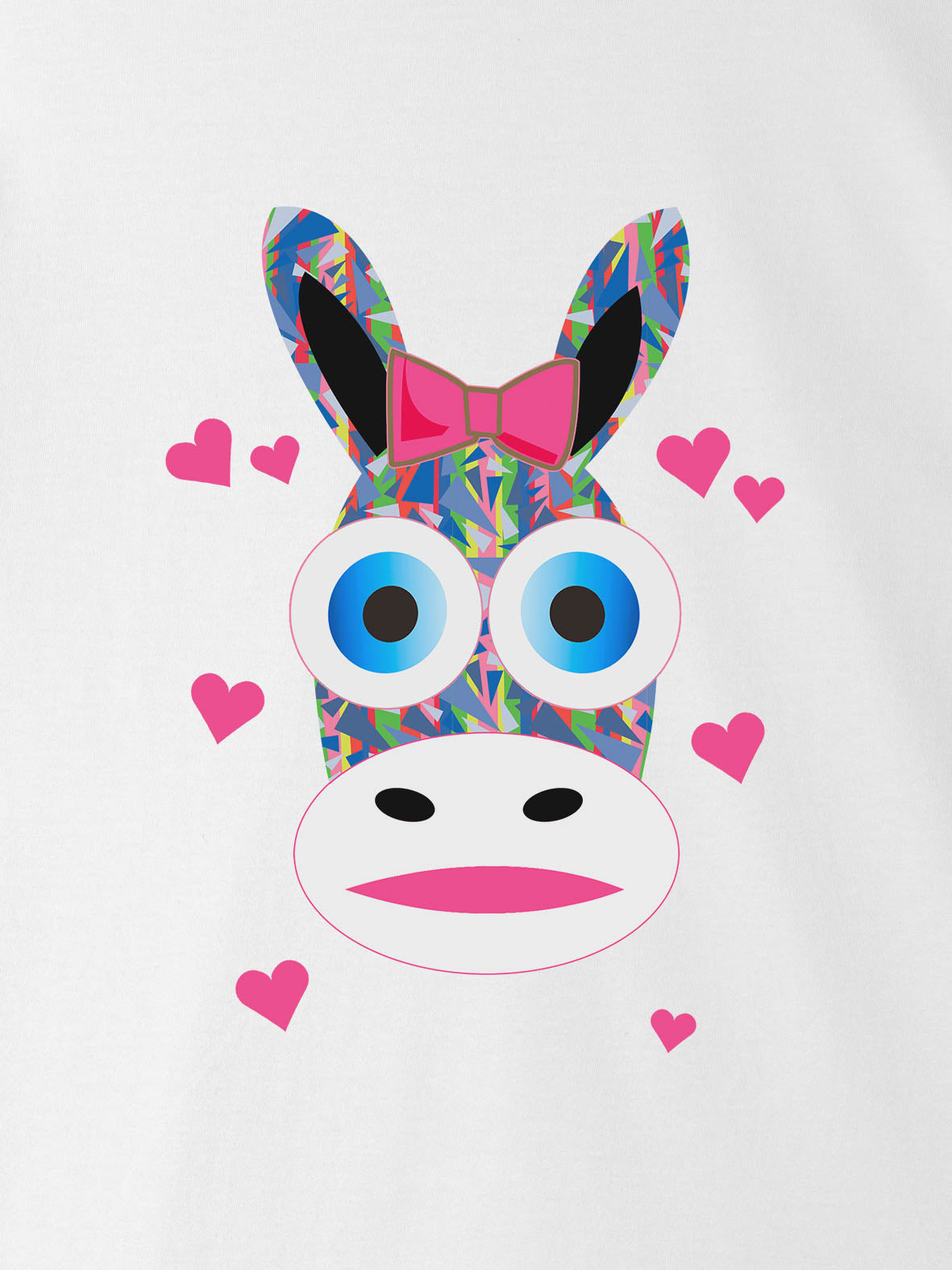 Pink Donkey Face with Bow - T-Shirts