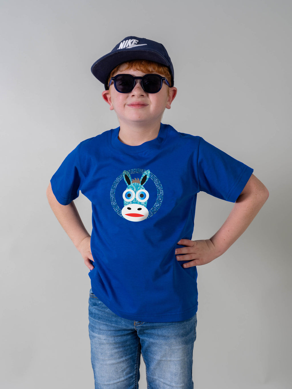 Donkey Face Greek Key Badge - T-Shirts