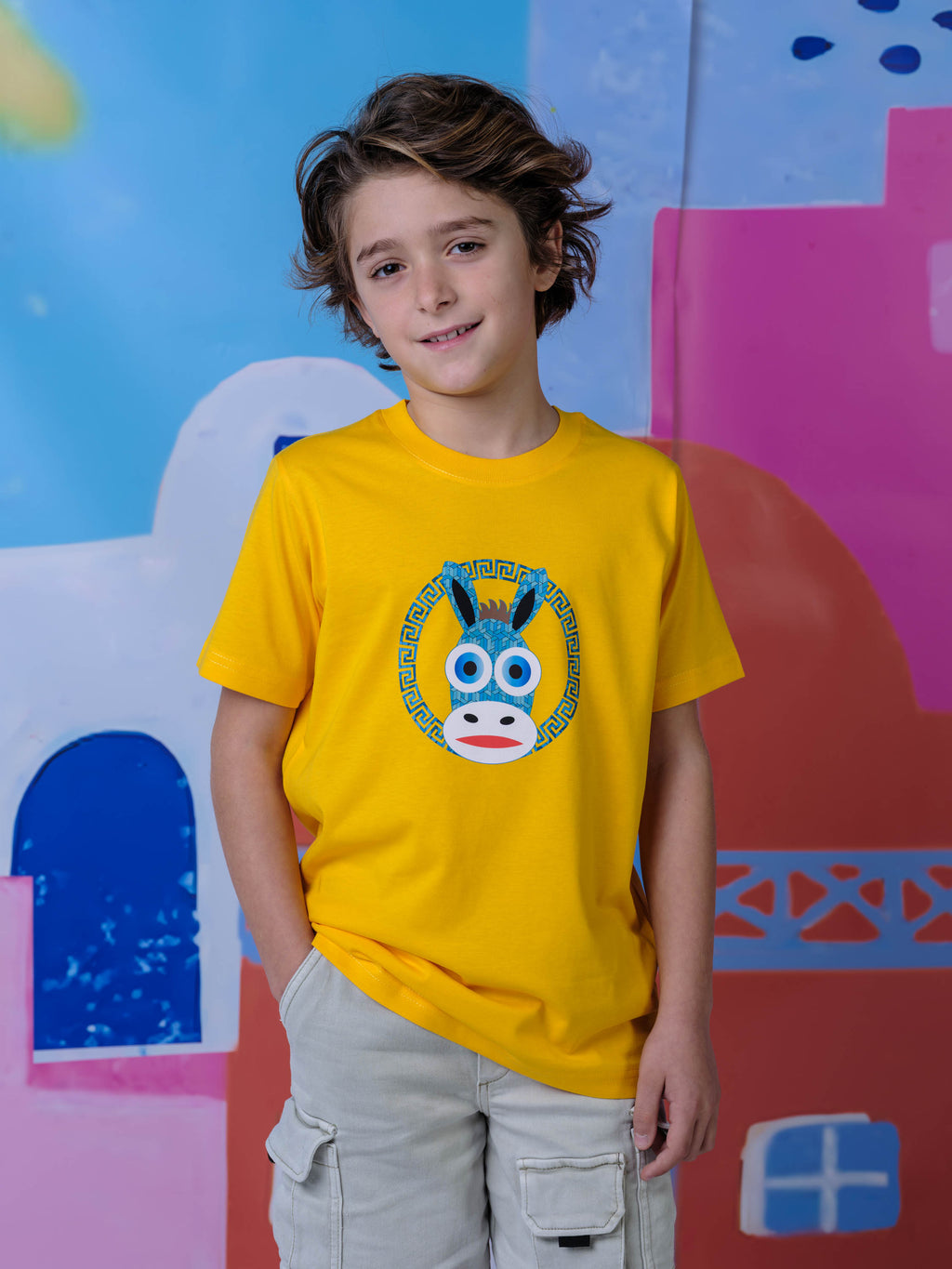 Donkey Face Greek Key Badge - T-Shirts