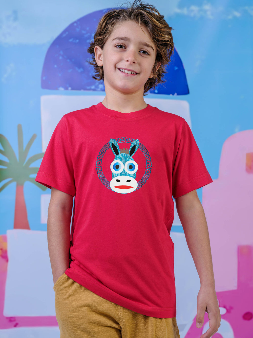 Donkey Face Greek Key Badge - T-Shirts