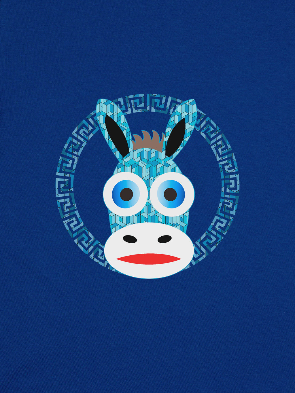Donkey Face Greek Key Badge - T-Shirts