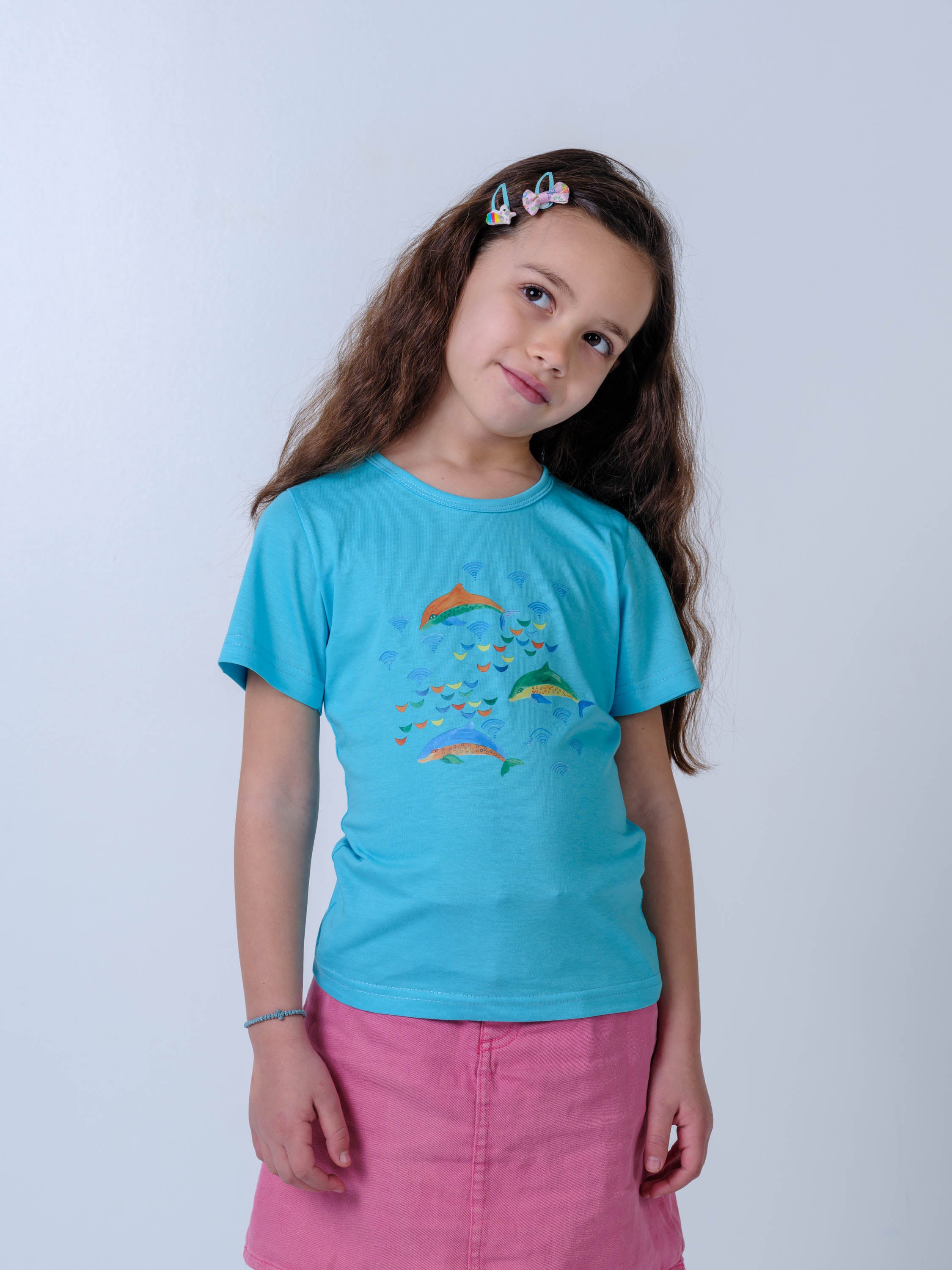 Watercolor Dolphins & Ocean Waves - T-Shirts