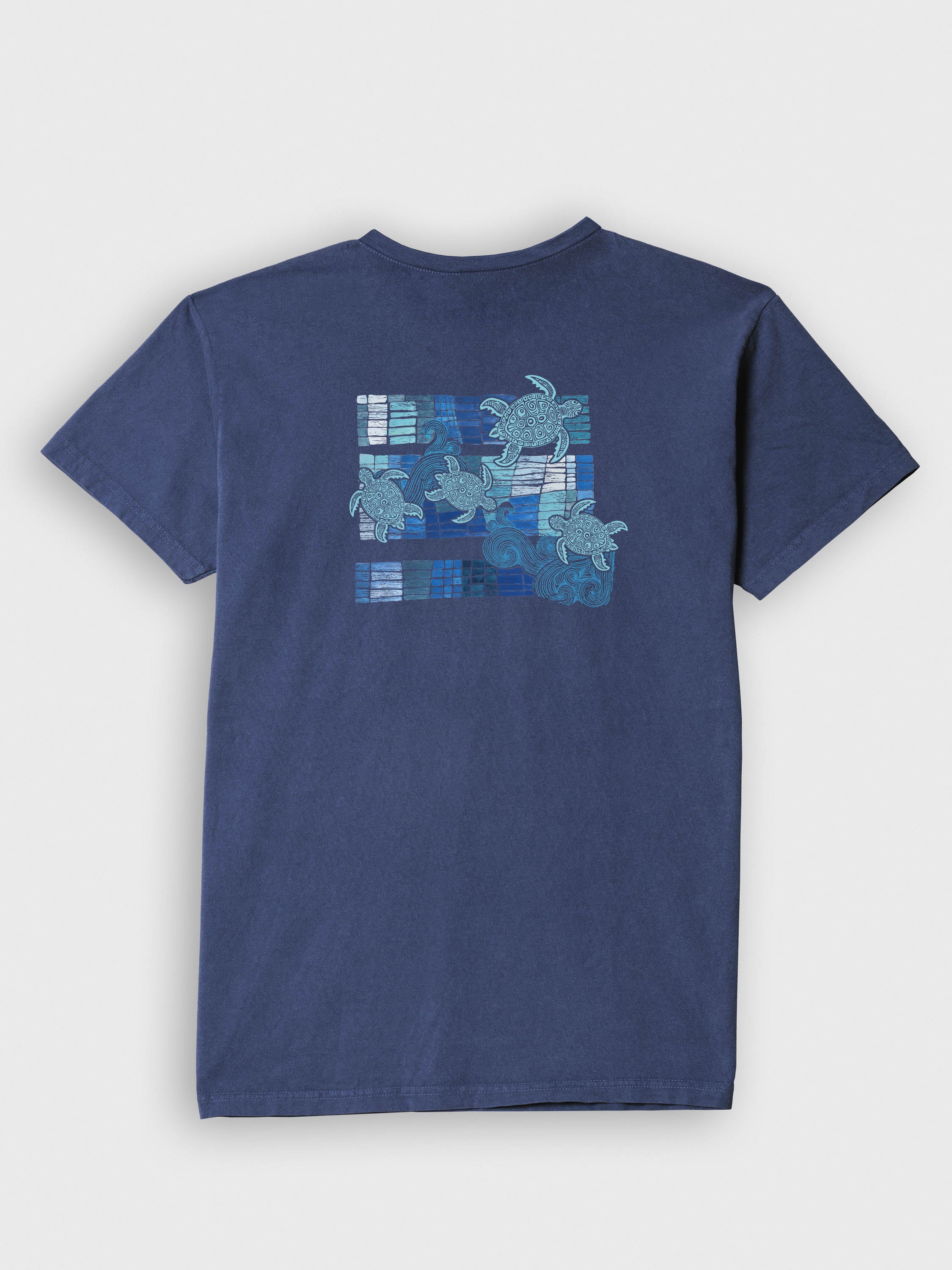 Καλλιτεχνικό Μωσαϊκό με Θαλάσσια Χελώνα - Μπλούζες Πετροπλυμένες