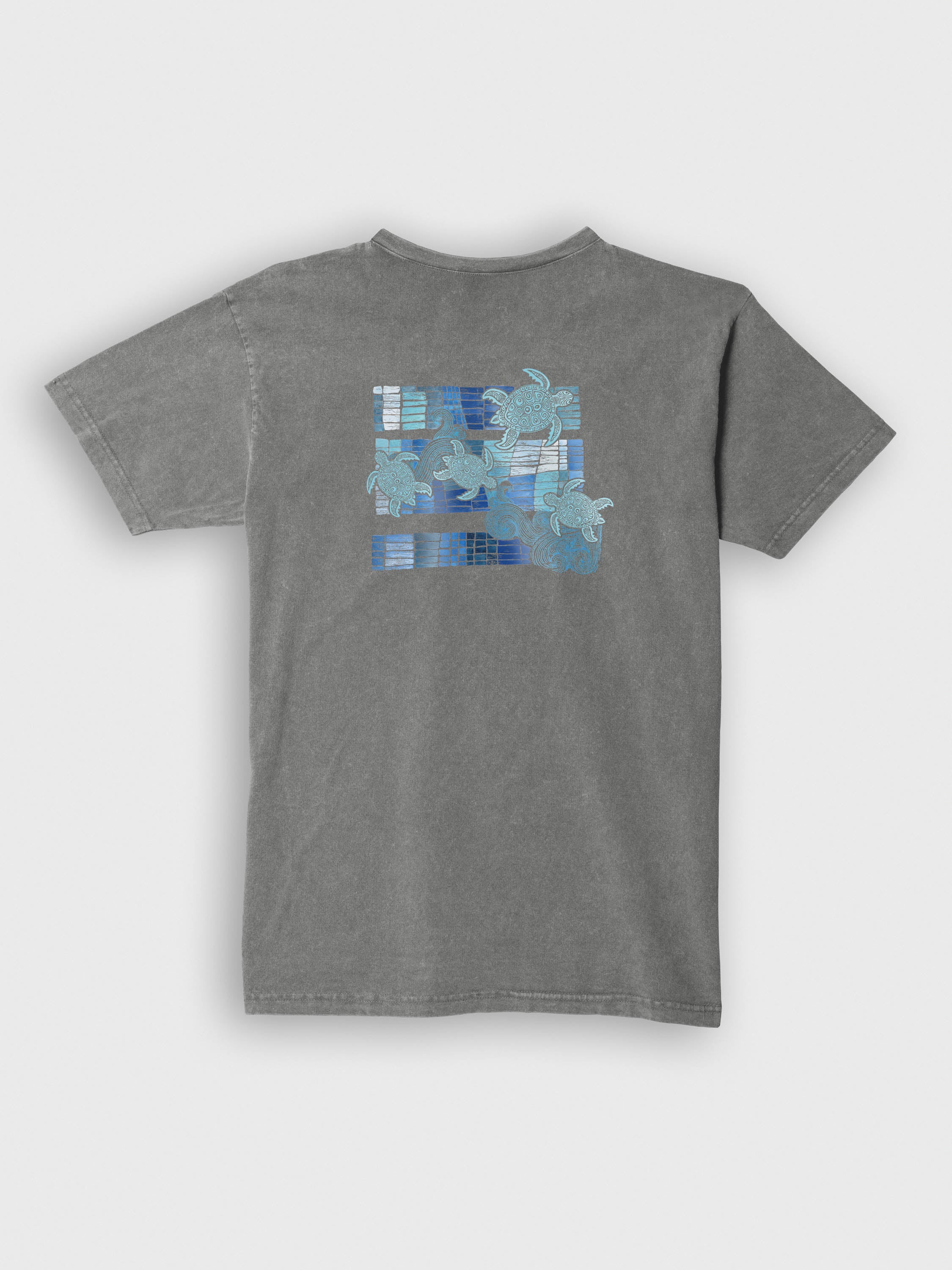 Καλλιτεχνικό Μωσαϊκό με Θαλάσσια Χελώνα - Μπλούζες Πετροπλυμένες