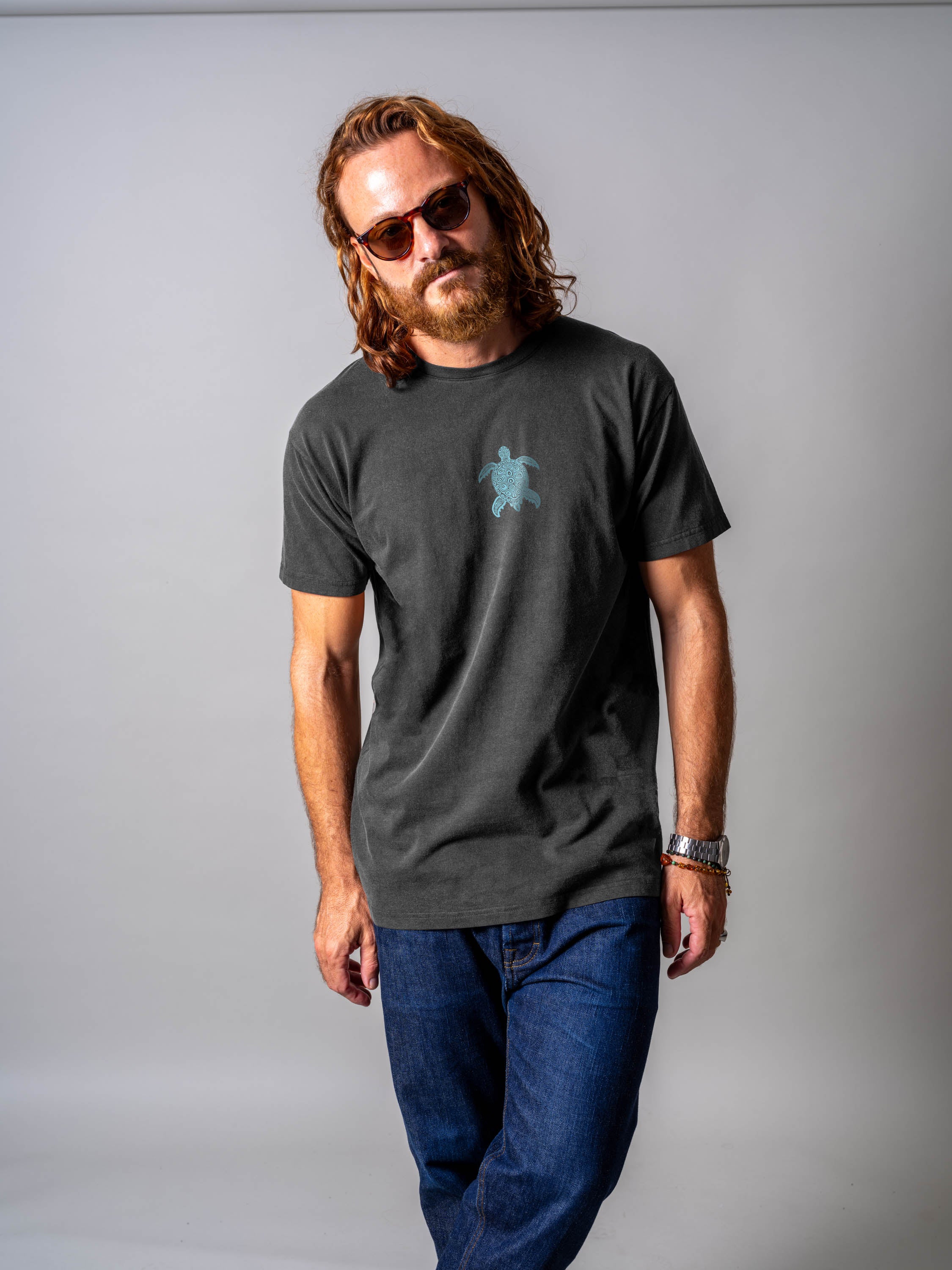 Καλλιτεχνικό Μωσαϊκό με Θαλάσσια Χελώνα - Μπλούζες Πετροπλυμένες