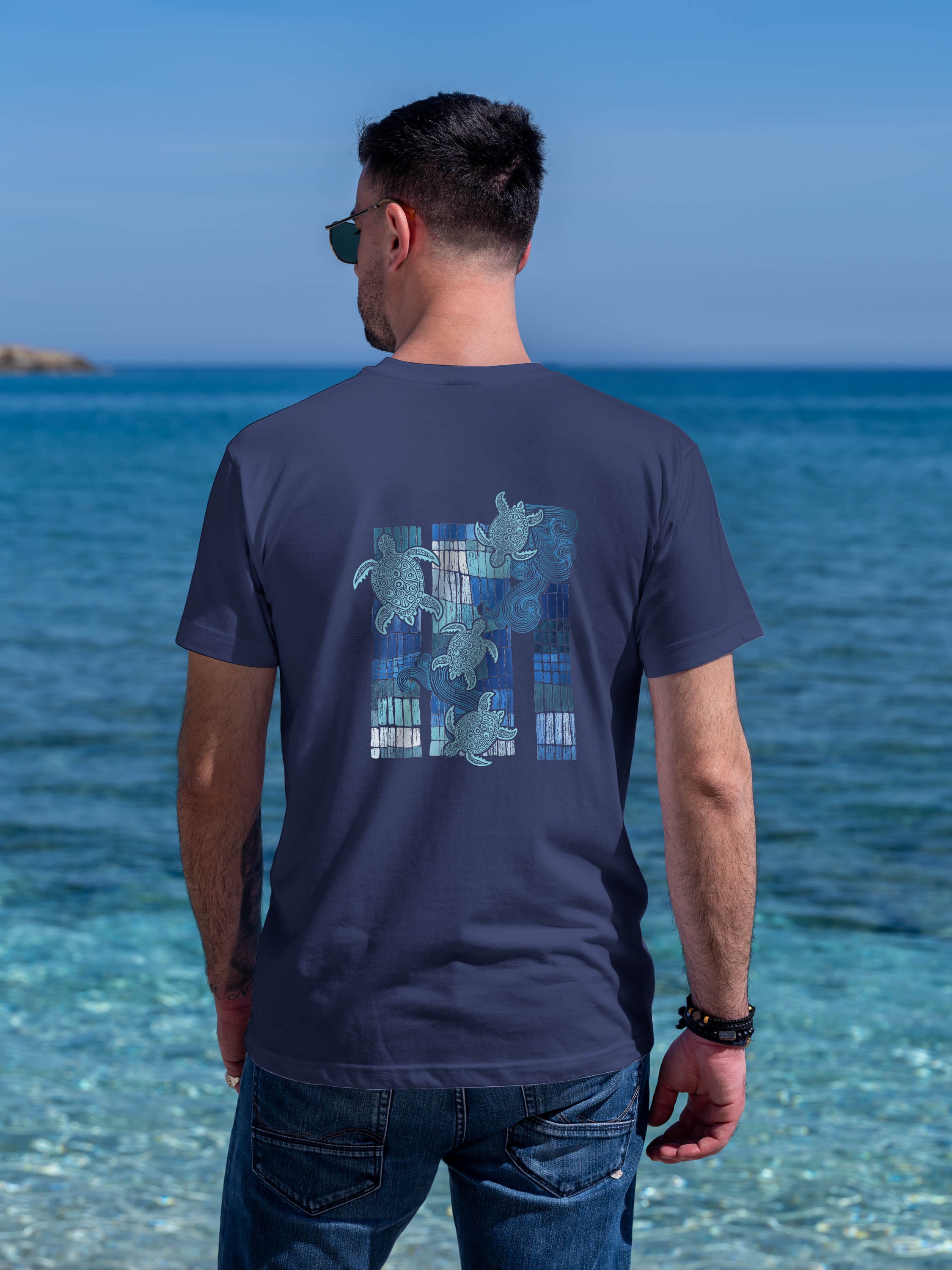 Καλλιτεχνικό Μωσαϊκό με Θαλάσσια Χελώνα - Μπλούζες