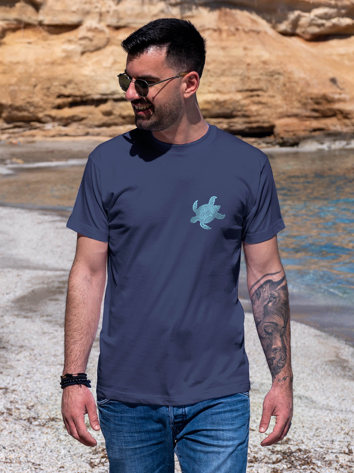 Καλλιτεχνικό Μωσαϊκό με Θαλάσσια Χελώνα - Μπλούζες