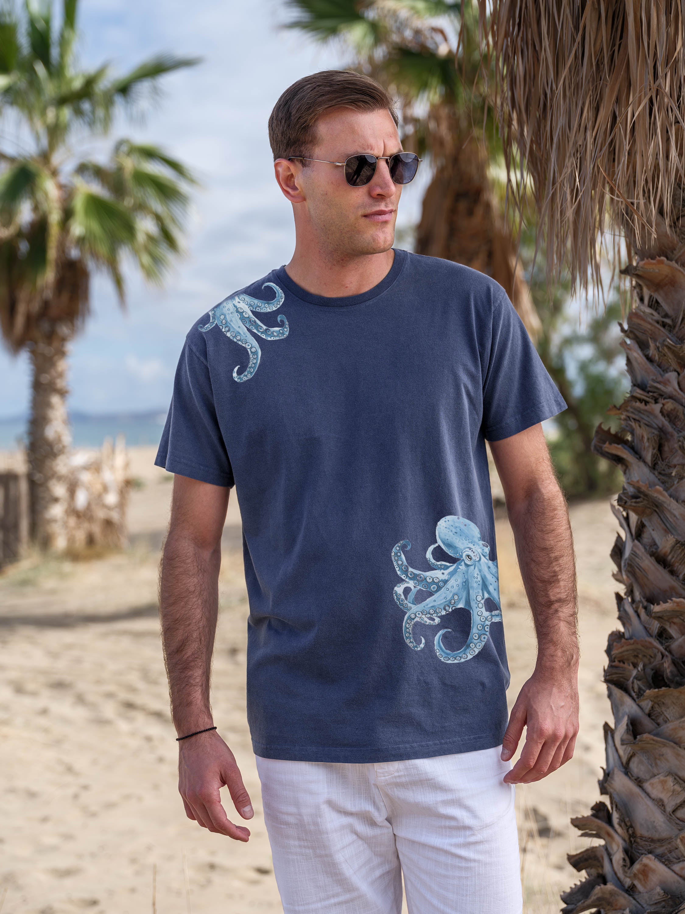 Σχέδιο Χταπόδι Sketch / Υδατογραφία - Μπλούζες Πετροπλυμένες