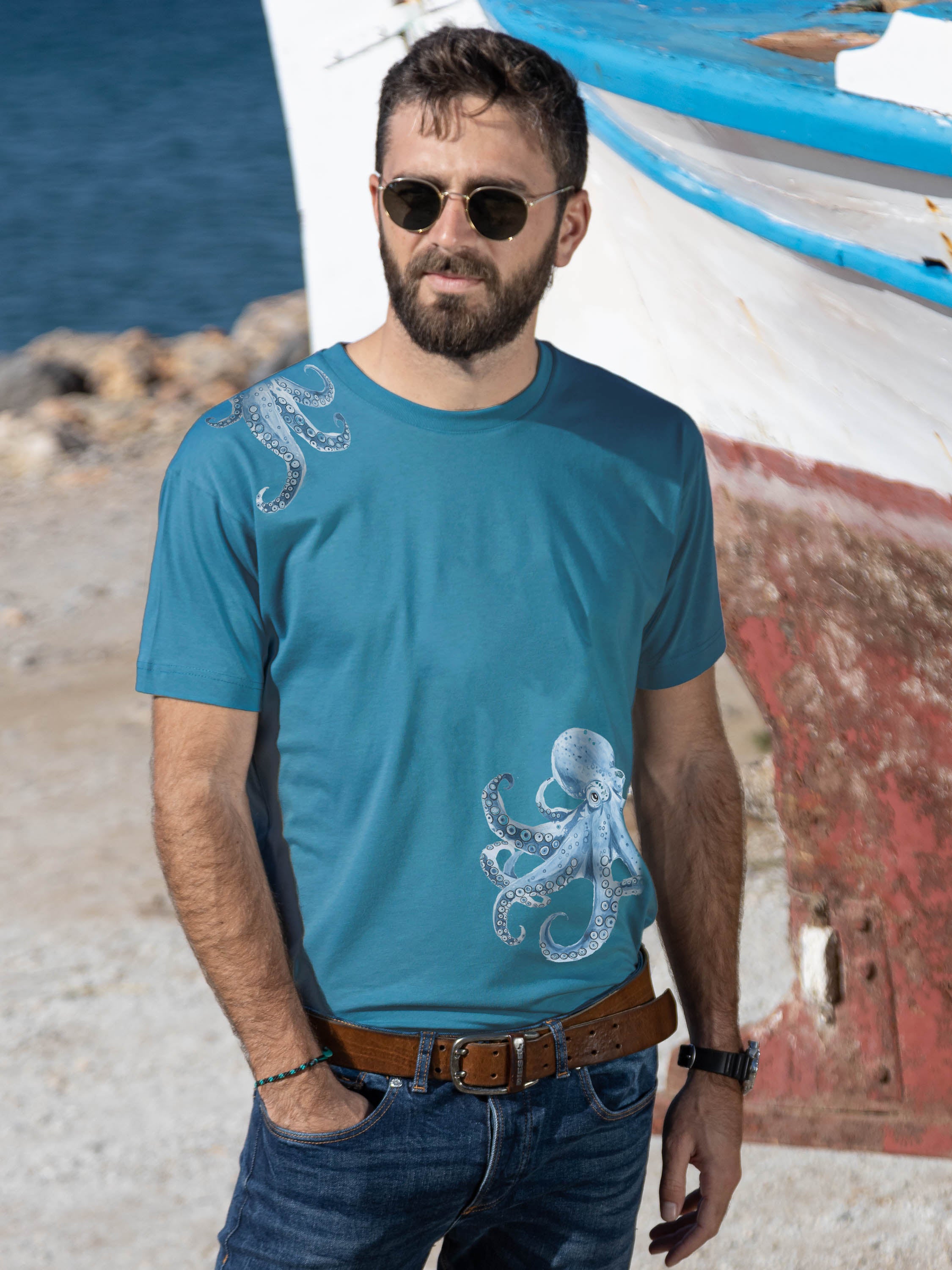 Octopus Sketch Watercolor - T-Shirts