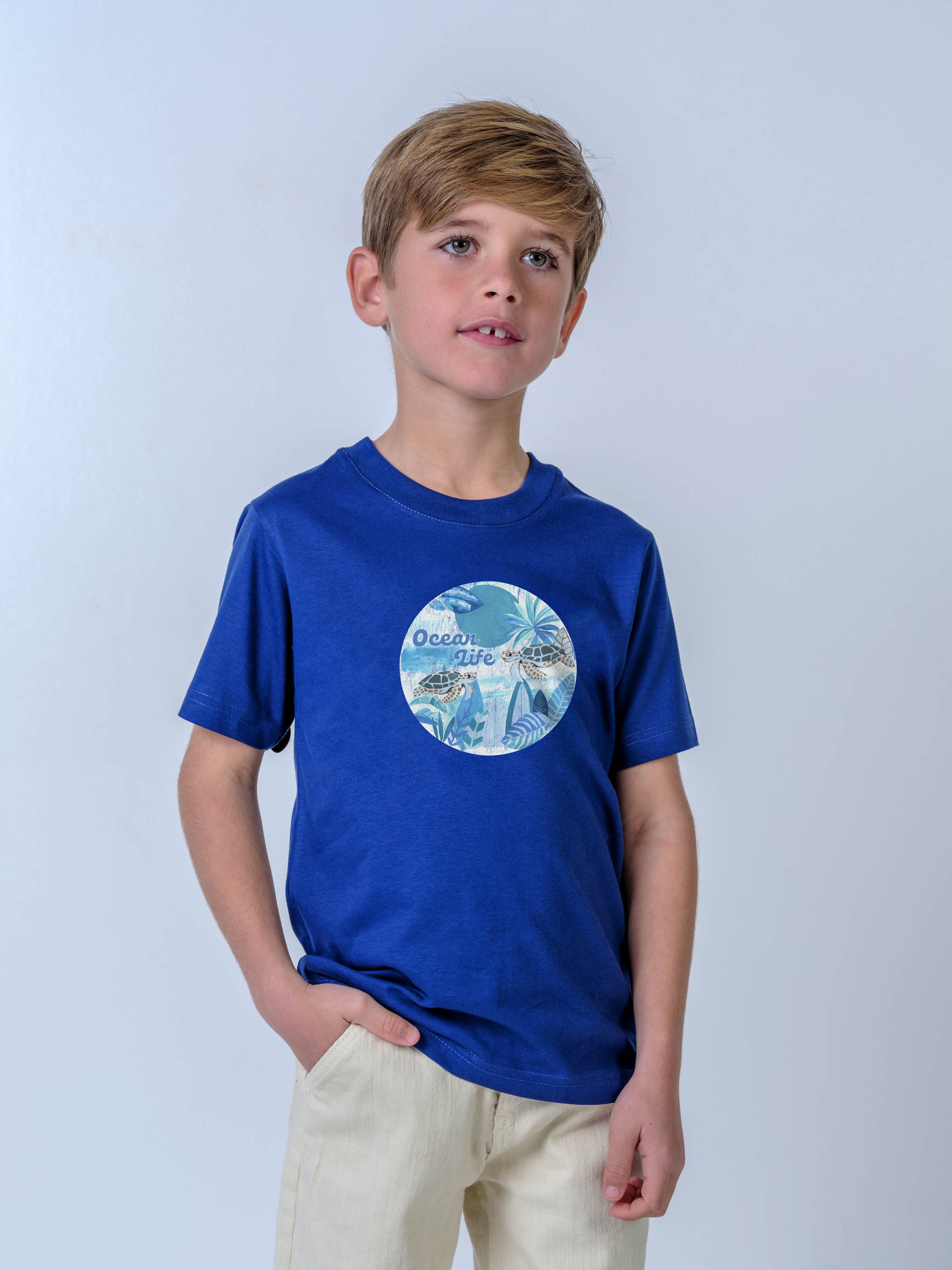 Ocean Life Μπλε Κύκλος με Χελώνες - Μπλούζες