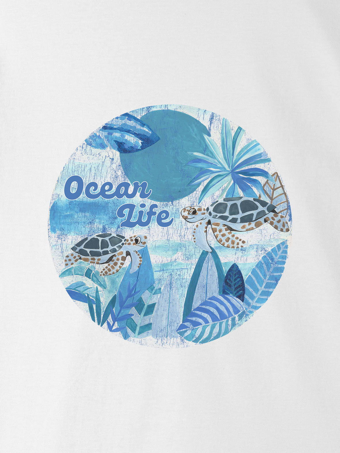 Ocean Life Μπλε Κύκλος με Χελώνες - Μπλούζες