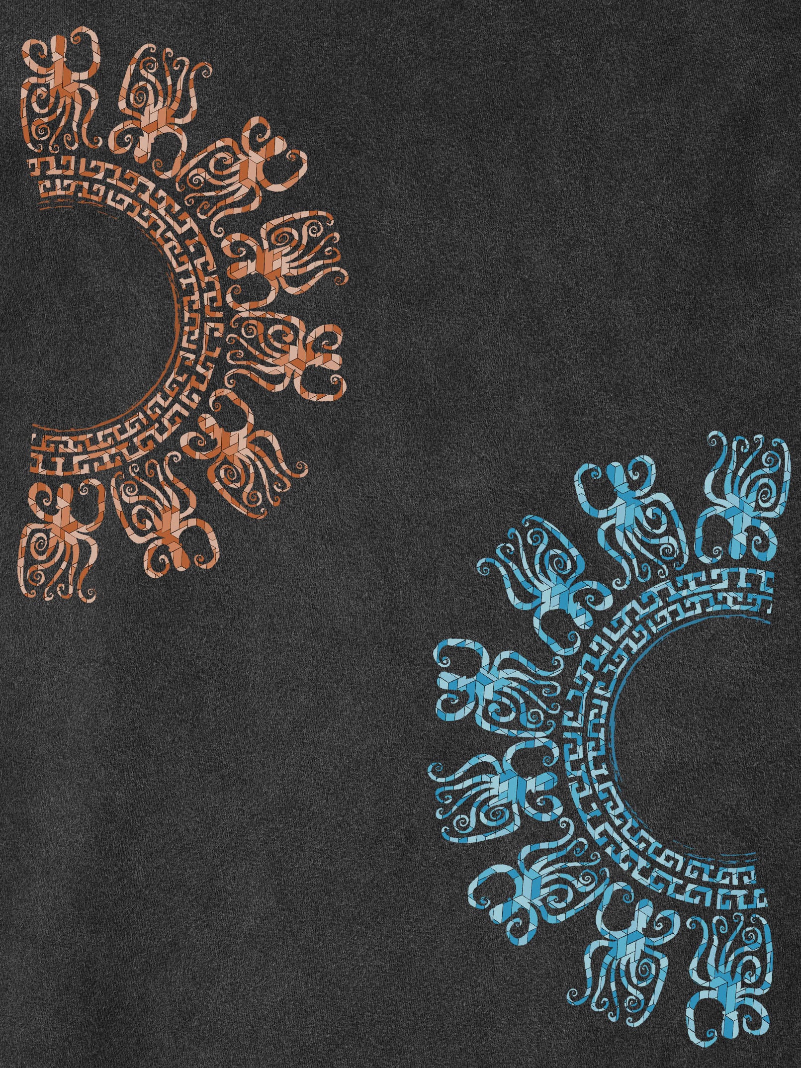 Αφηρημένο Δίδυμο Σχέδιο Ηλιακής Ακτίνας - Μπλούζες Πετροπλυμένες