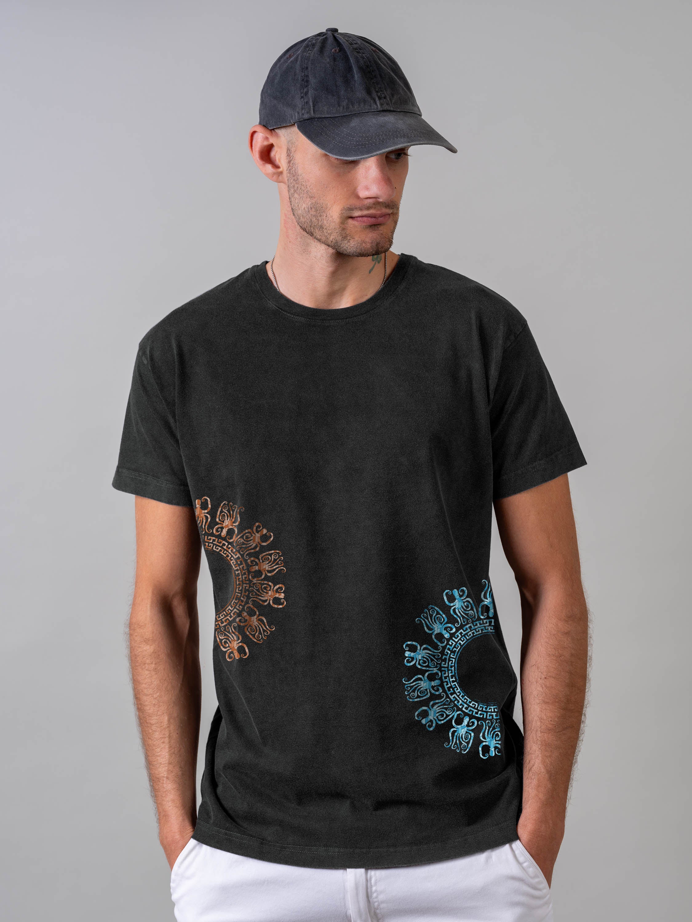 Αφηρημένο Δίδυμο Σχέδιο Ηλιακής Ακτίνας - Μπλούζες Πετροπλυμένες