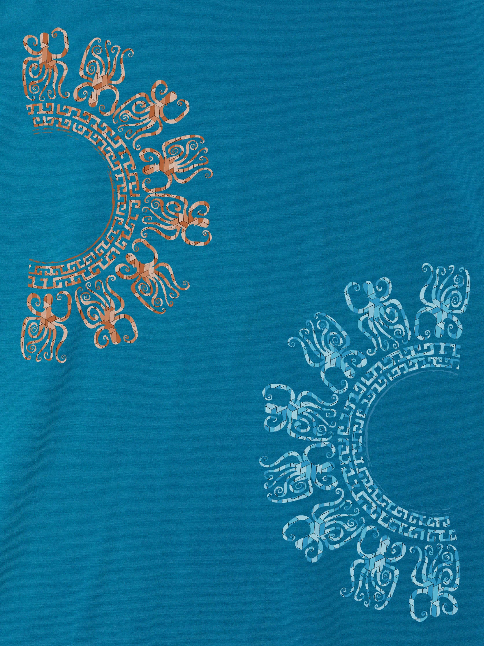 Αφηρημένο Δίδυμο Σχέδιο Ηλιακής Ακτίνας - Μπλούζες Πετροπλυμένες