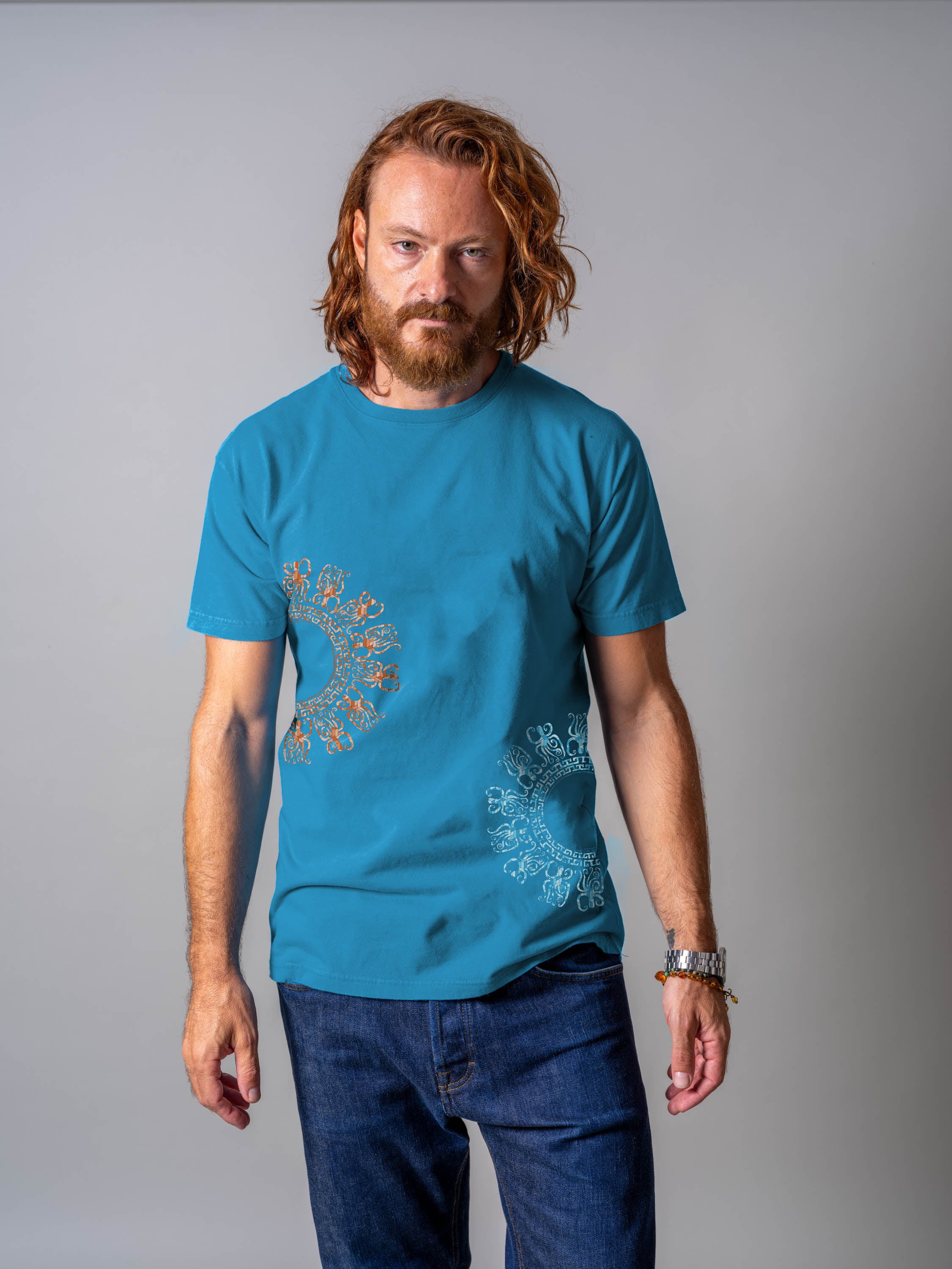 Αφηρημένο Δίδυμο Σχέδιο Ηλιακής Ακτίνας - Μπλούζες Πετροπλυμένες