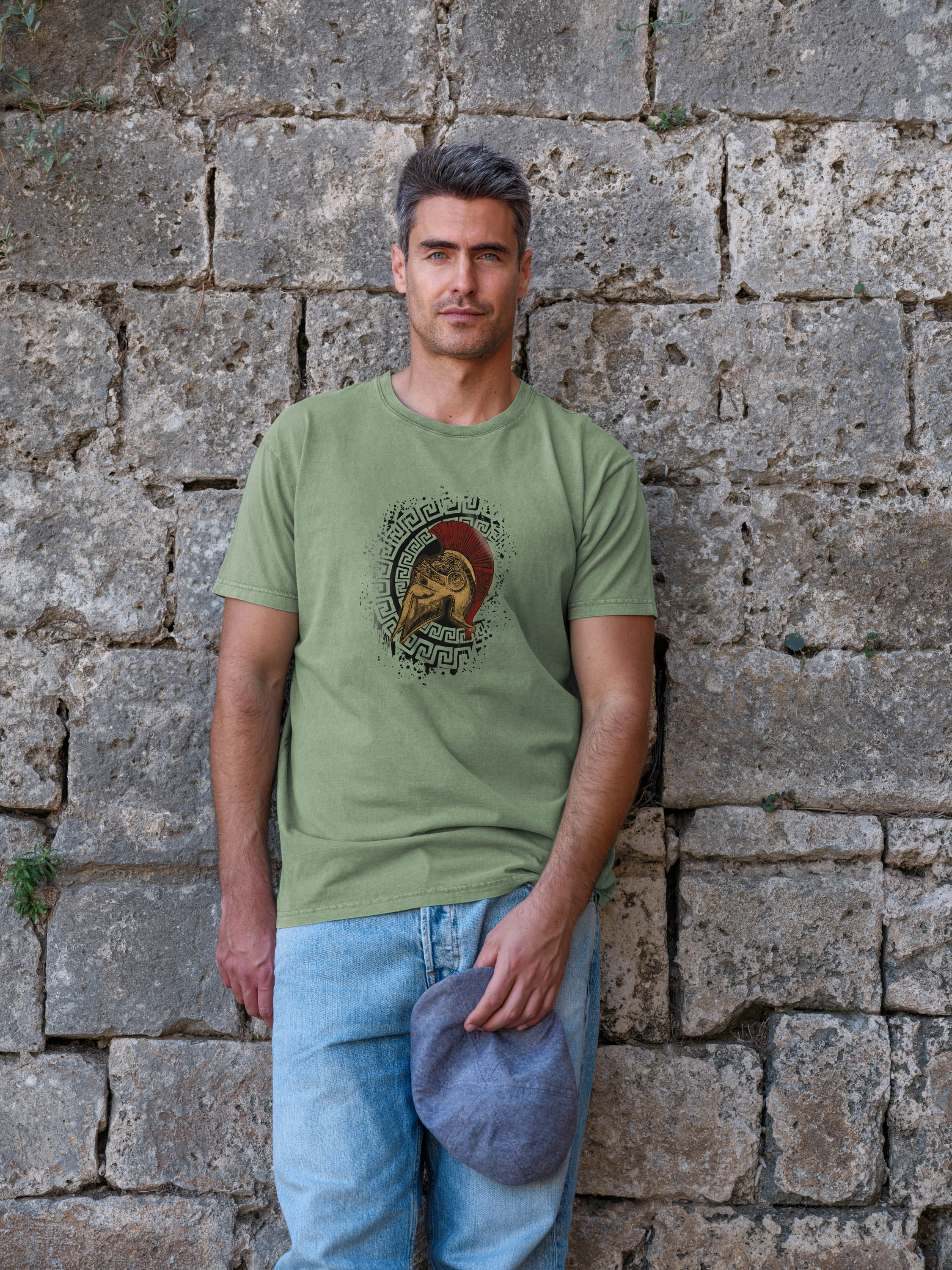 Σχέδιο Σπαρτιατική Περικεφαλαία Πολεμιστή - Μπλούζες Πετροπλυμένες