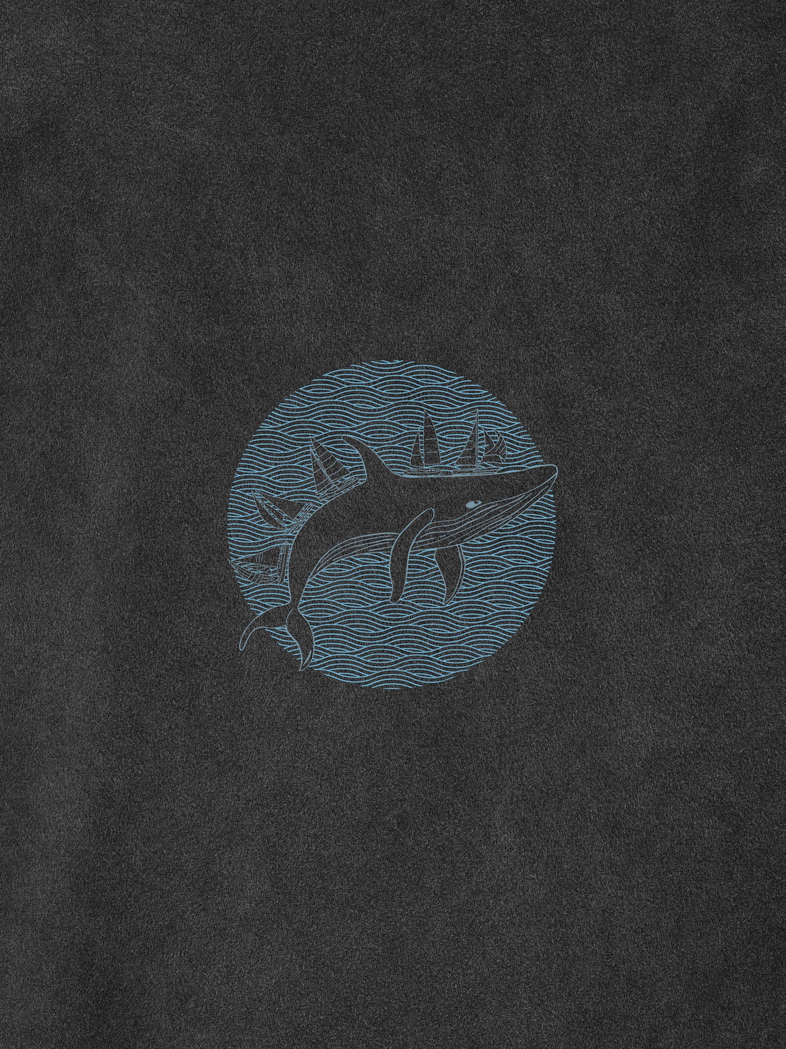 Vintage Σχέδιο Φάλαινας Σιλουέτα - Μπλούζες Πετροπλυμένες