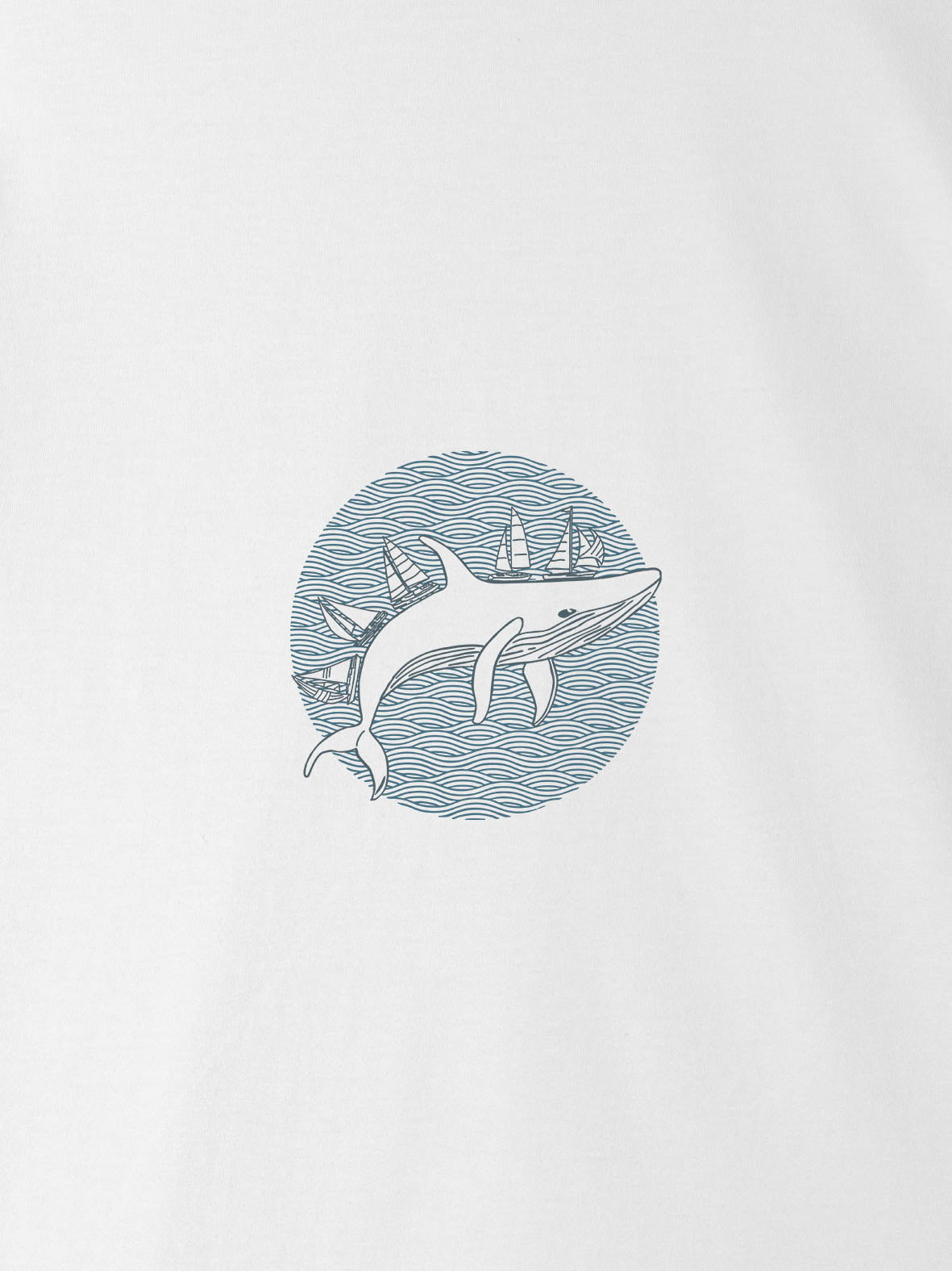 Φάλαινα & Ιστιοπλοϊκά σε Κυκλικό Σχέδιο - Μπλούζες
