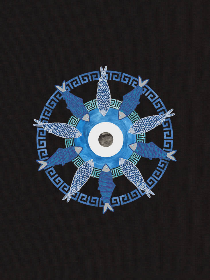 Fish Wheel Greek Key Circle - Hoodies