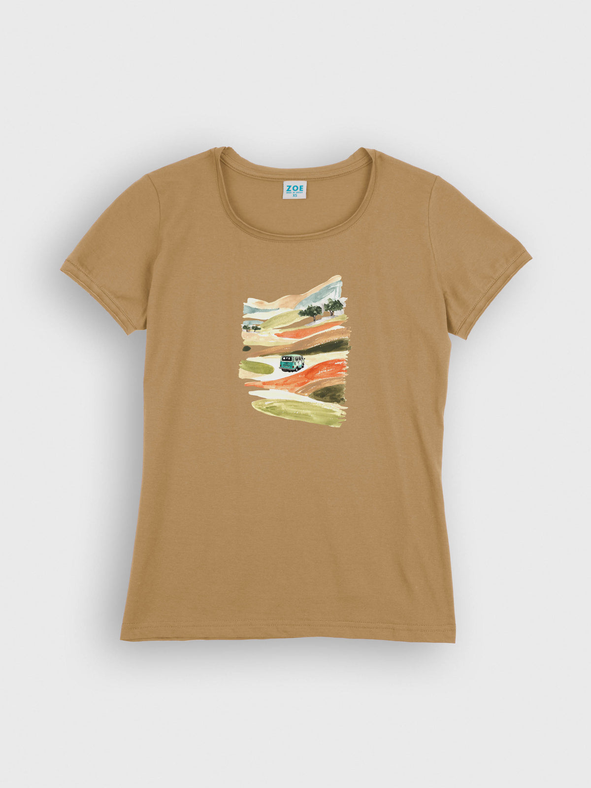 Vintage Camper Van Watercolor Landscape - T-Shirts