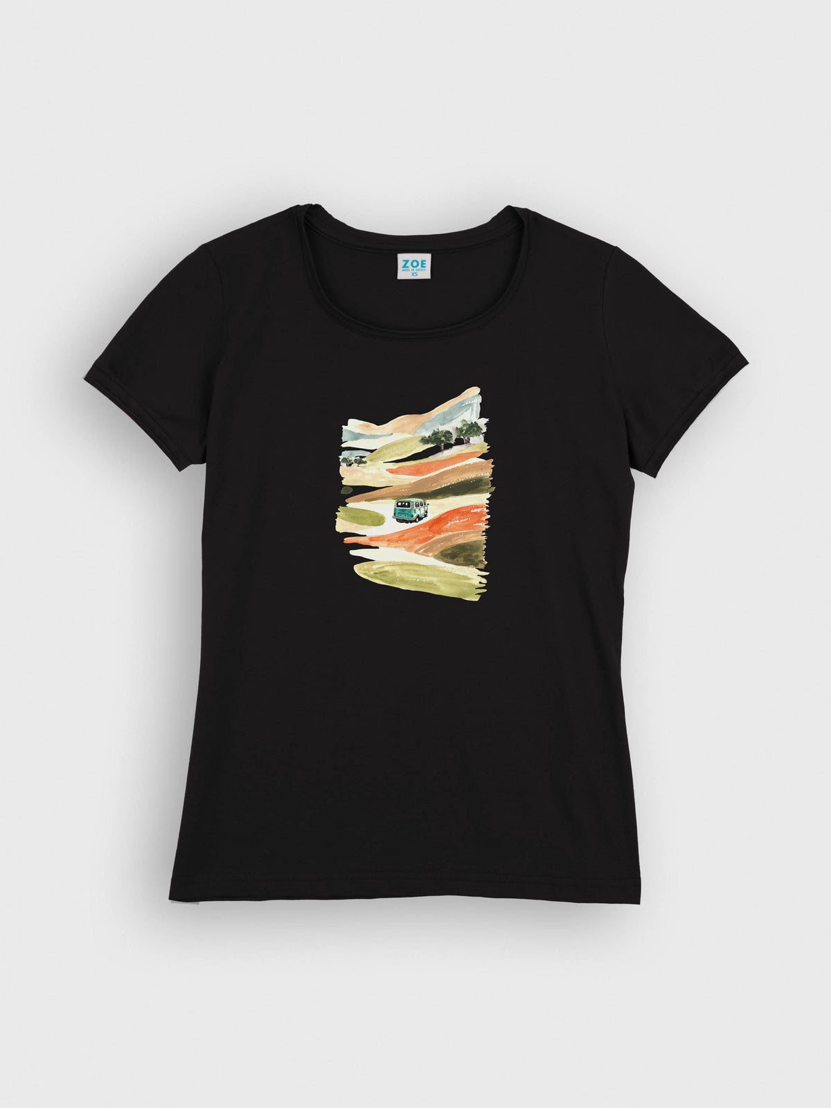 Vintage Camper Van Watercolor Landscape - T-Shirts