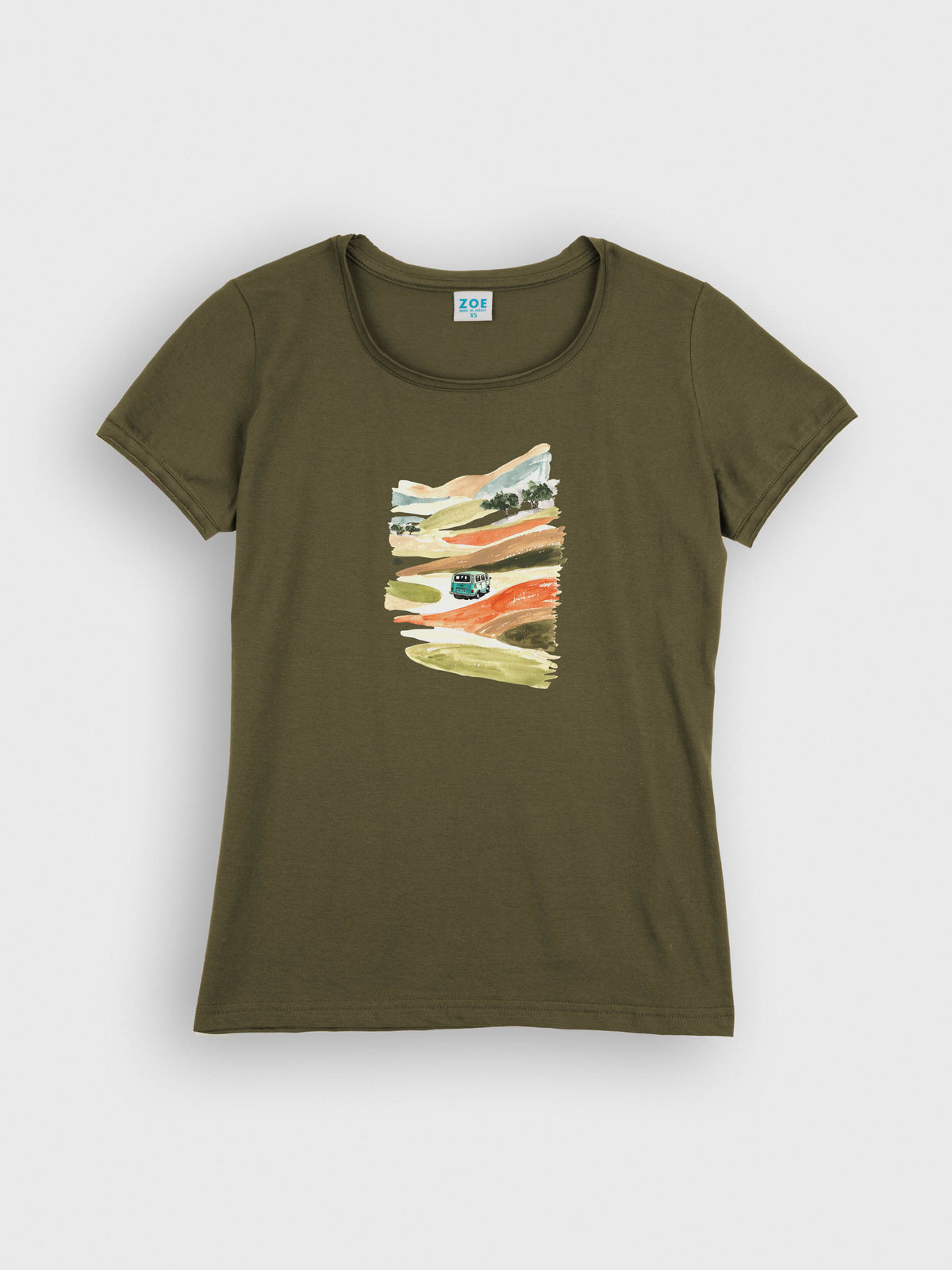 Vintage Camper Van Watercolor Landscape - T-Shirts