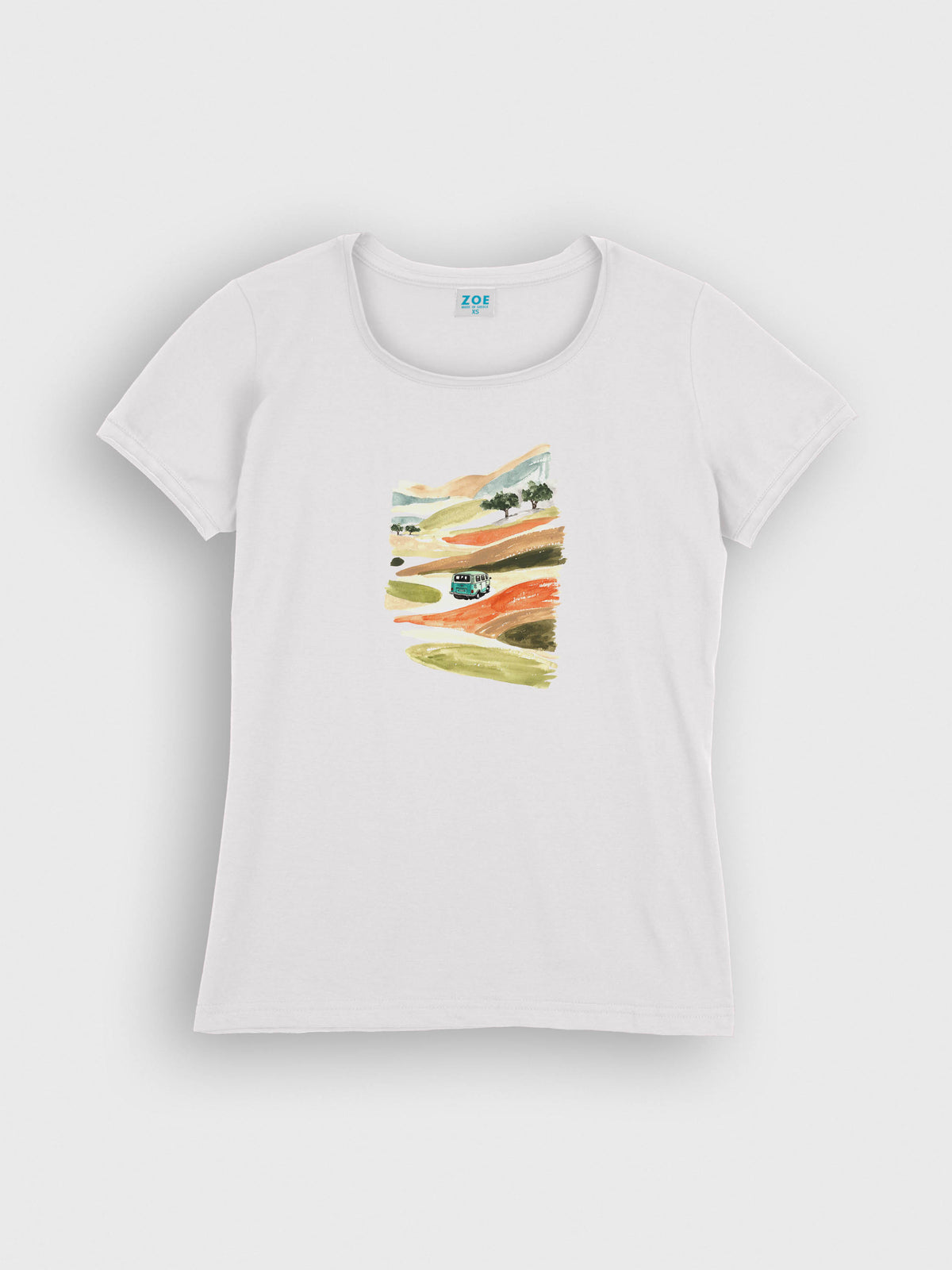 Vintage Camper Van Watercolor Landscape - T-Shirts