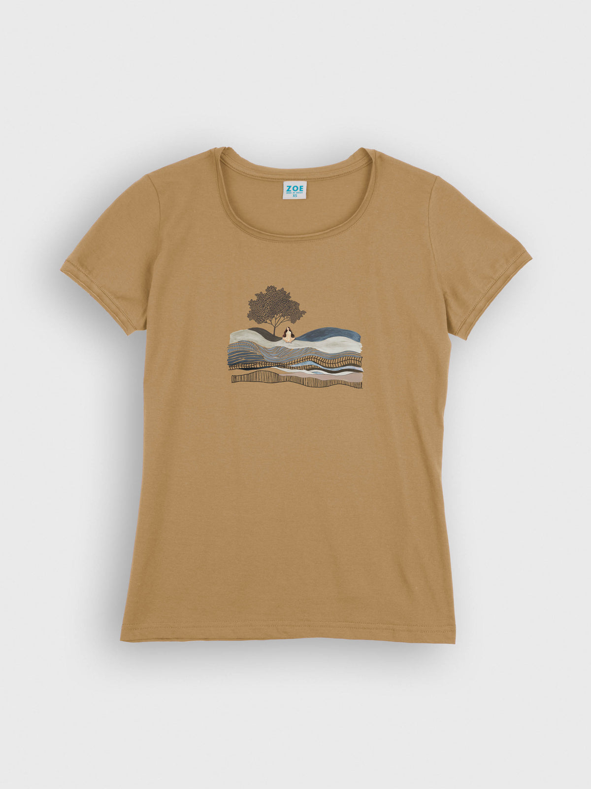 Woman Meditating Under Tree Landscape - T-Shirts