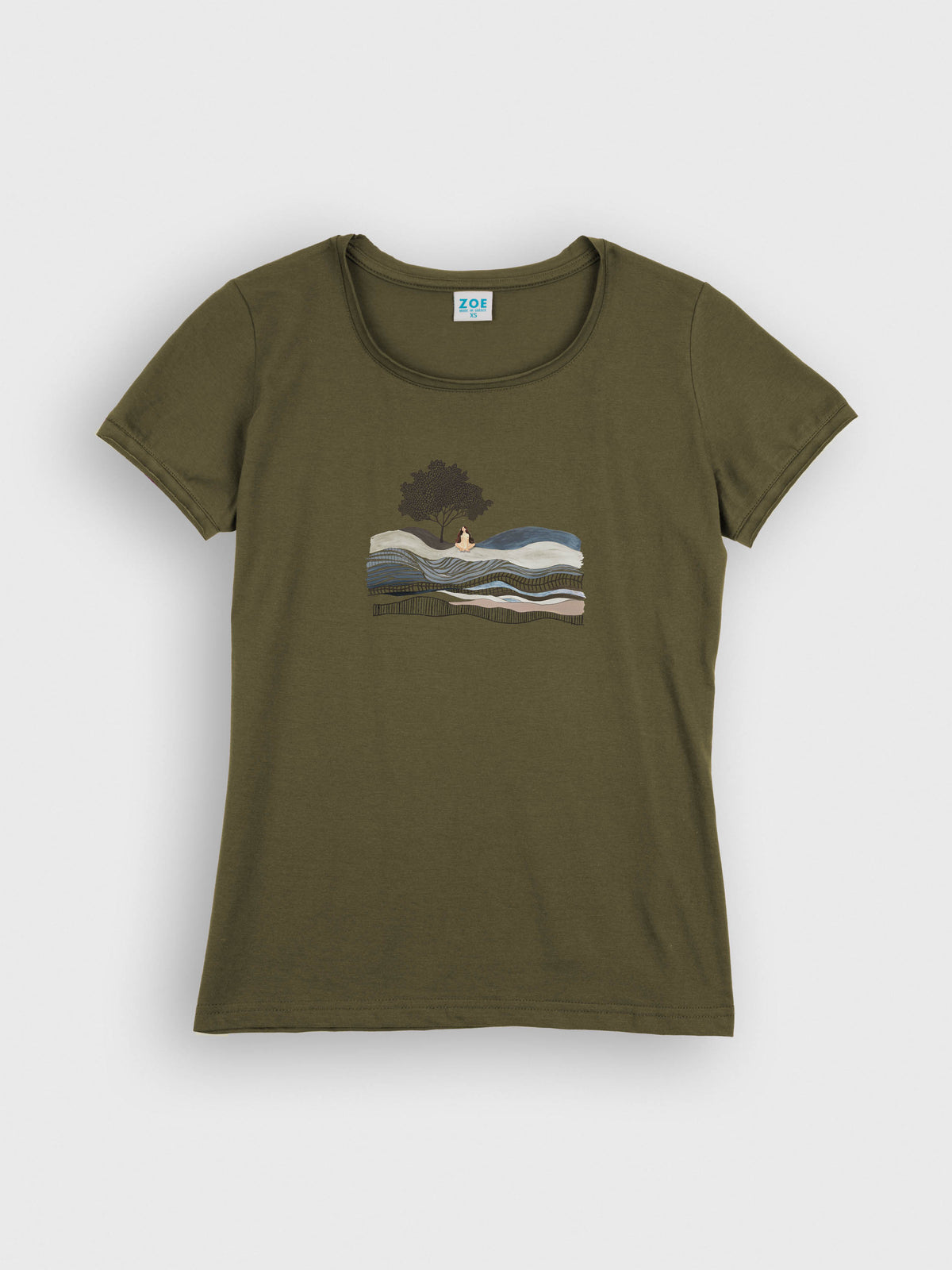 Woman Meditating Under Tree Landscape - T-Shirts