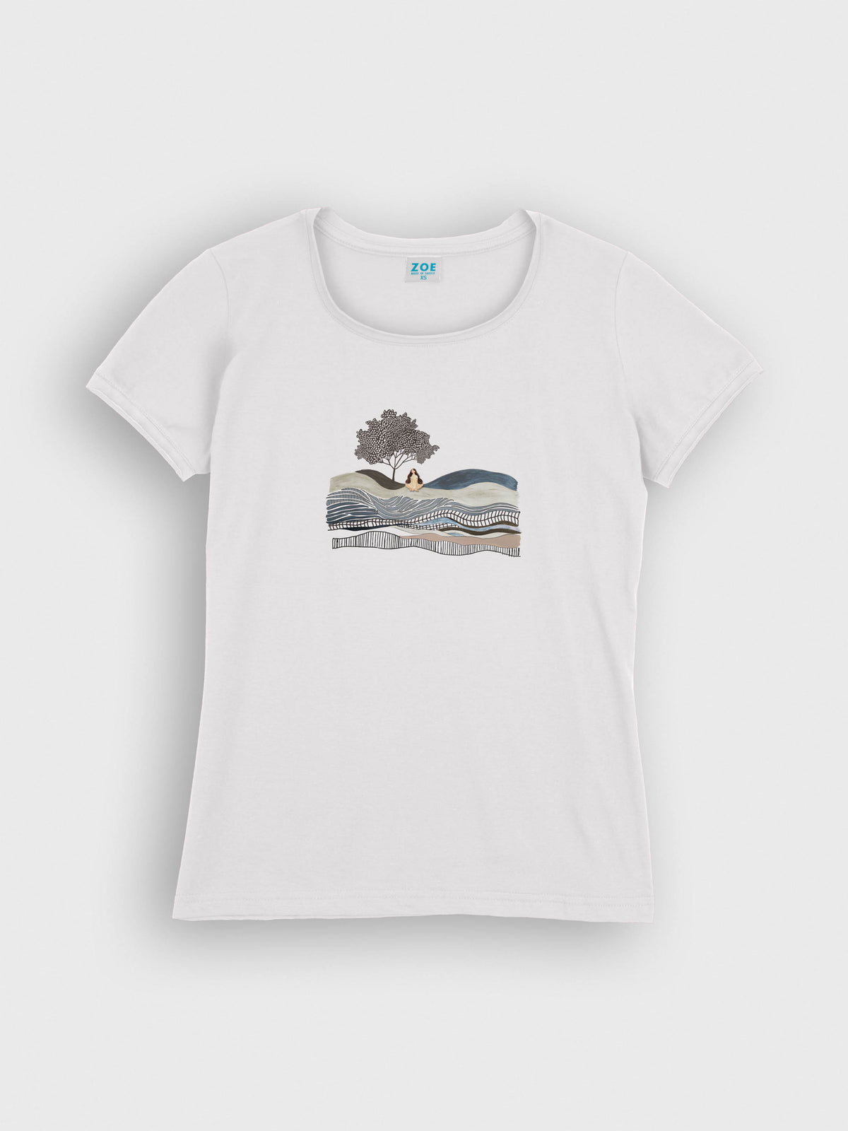 Woman Meditating Under Tree Landscape - T-Shirts
