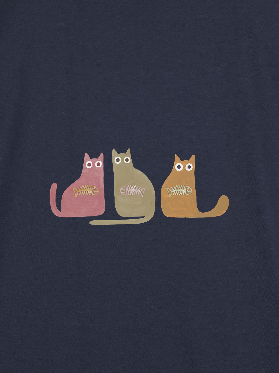 Three Cats with Fishbones - T-Shirts