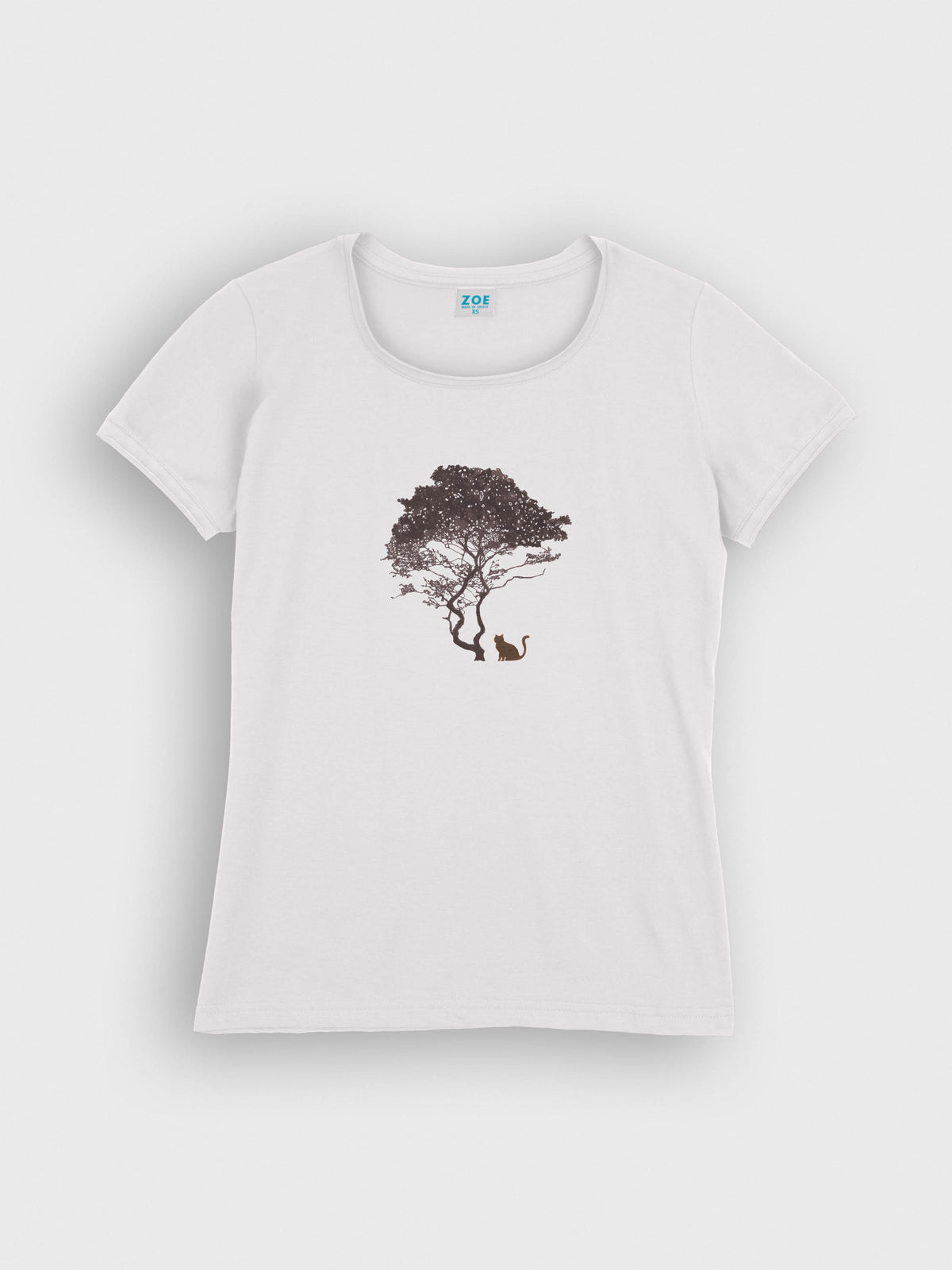 Tree & Black Cat Silhouette - T-Shirts
