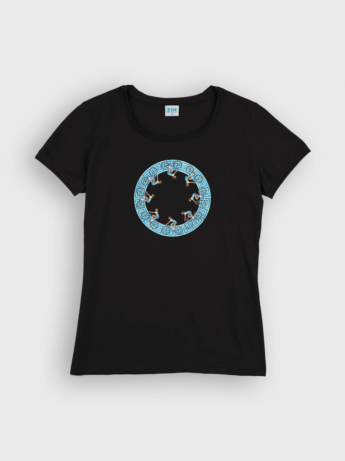 Cyclists Greek Key Circle - T-Shirts