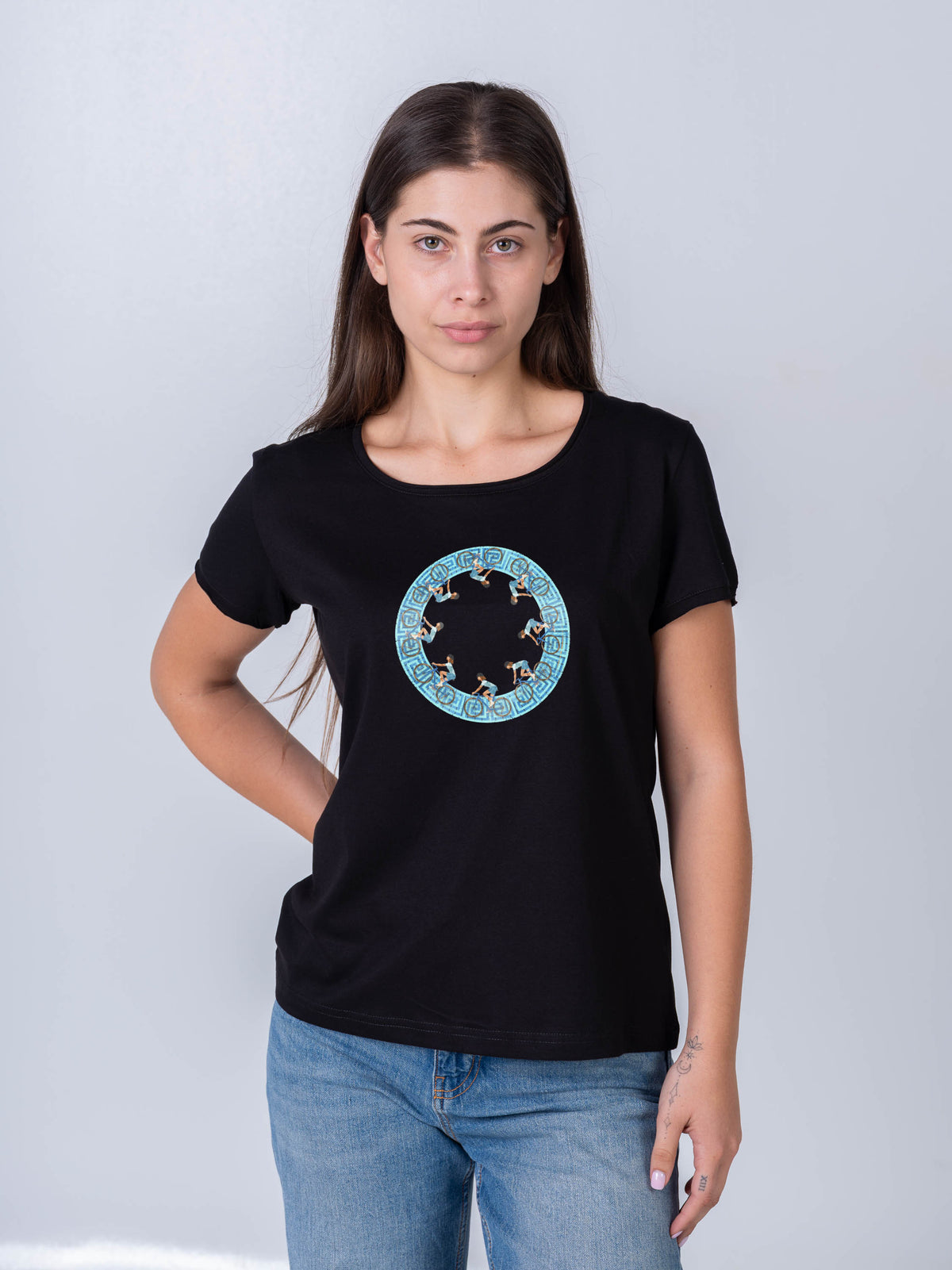 Cyclists Greek Key Circle - T-Shirts