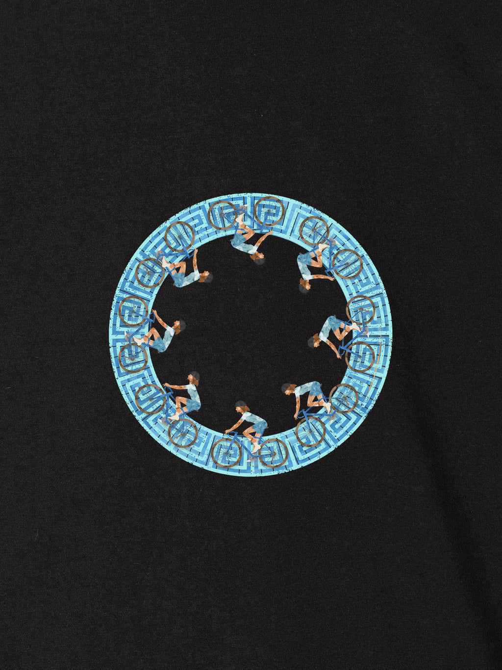 Cyclists Greek Key Circle - T-Shirts