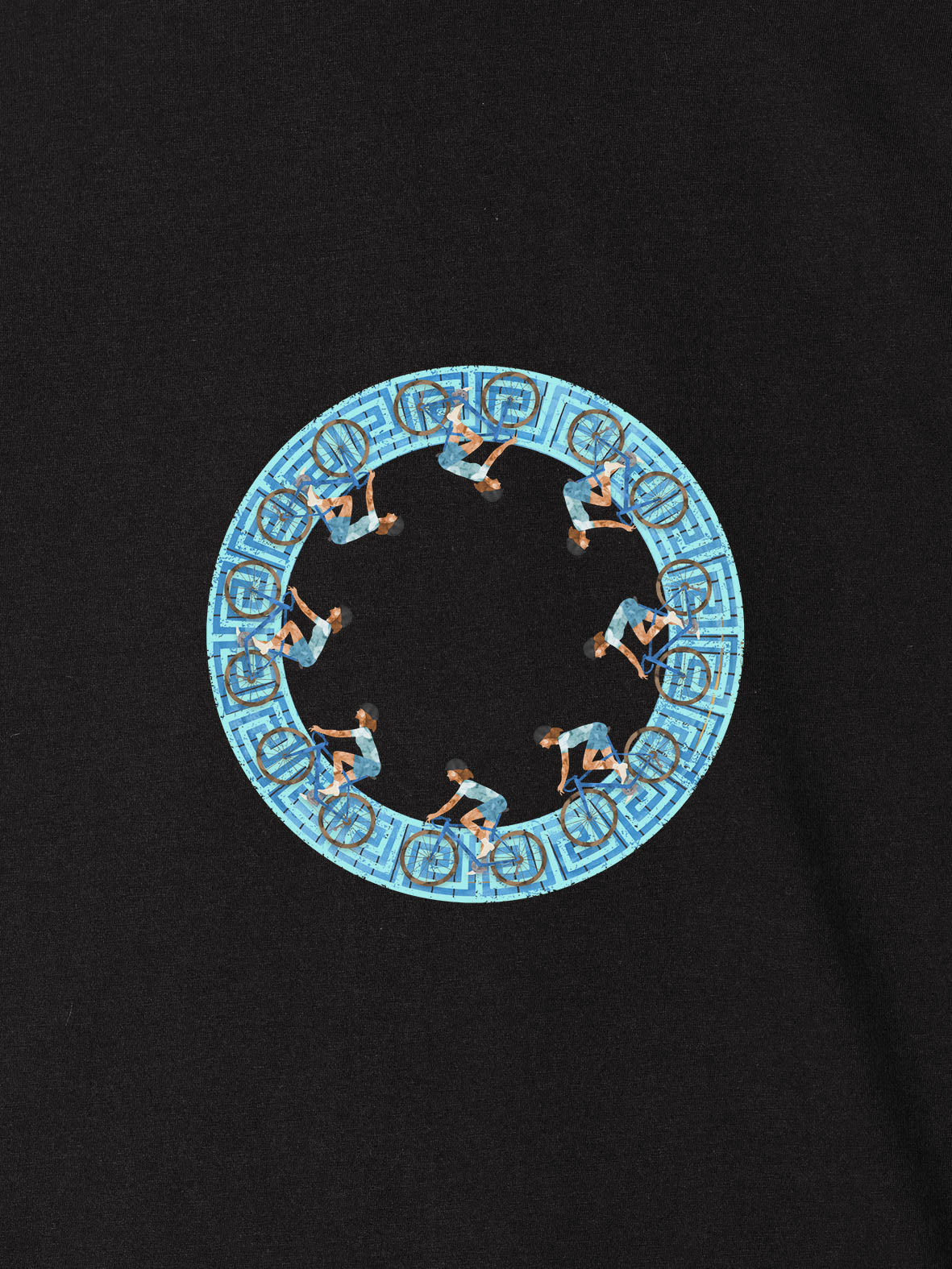 Cyclists Greek Key Circle - T-Shirts