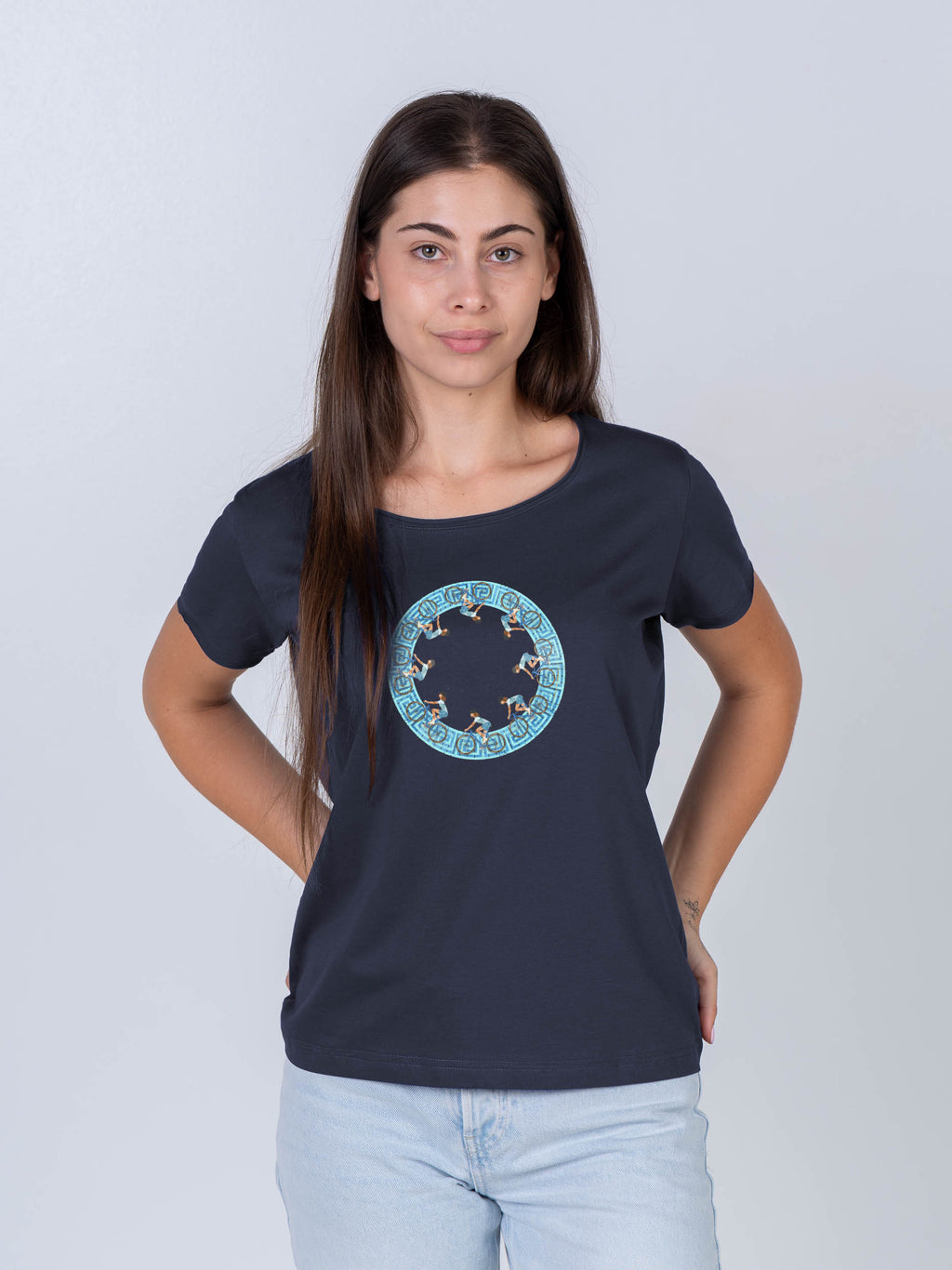 Cyclists Greek Key Circle - T-Shirts