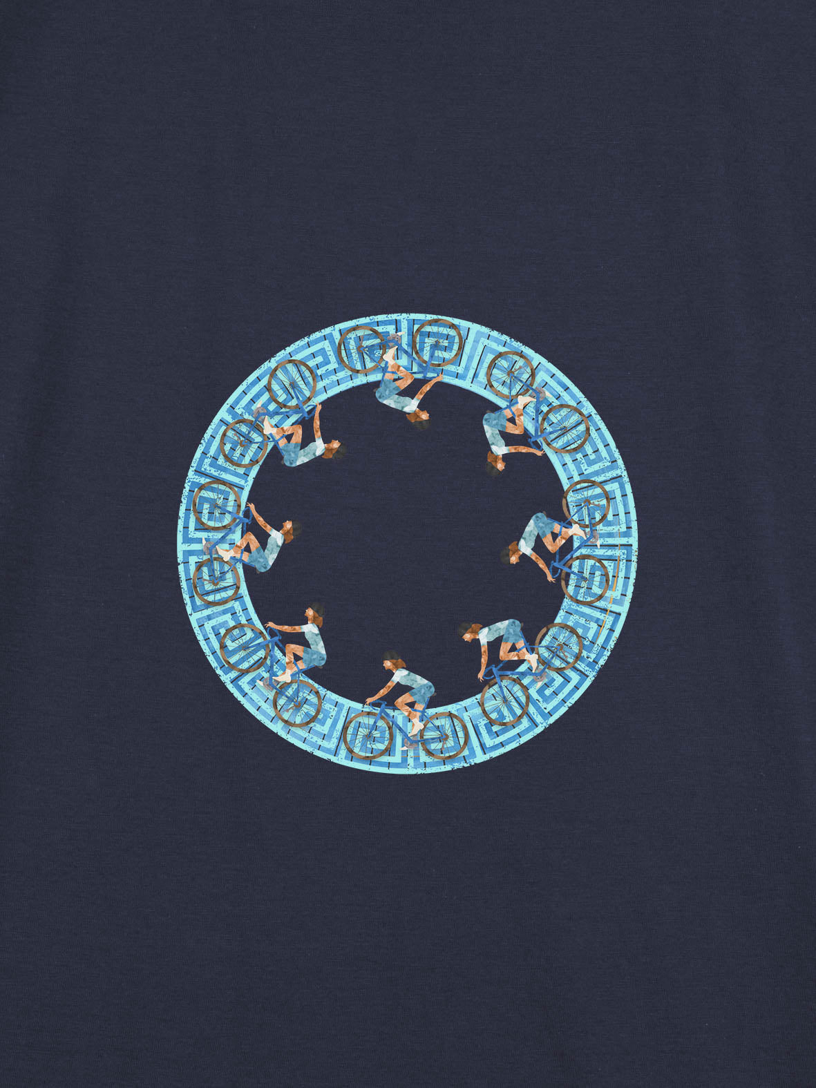 Cyclists Greek Key Circle - T-Shirts