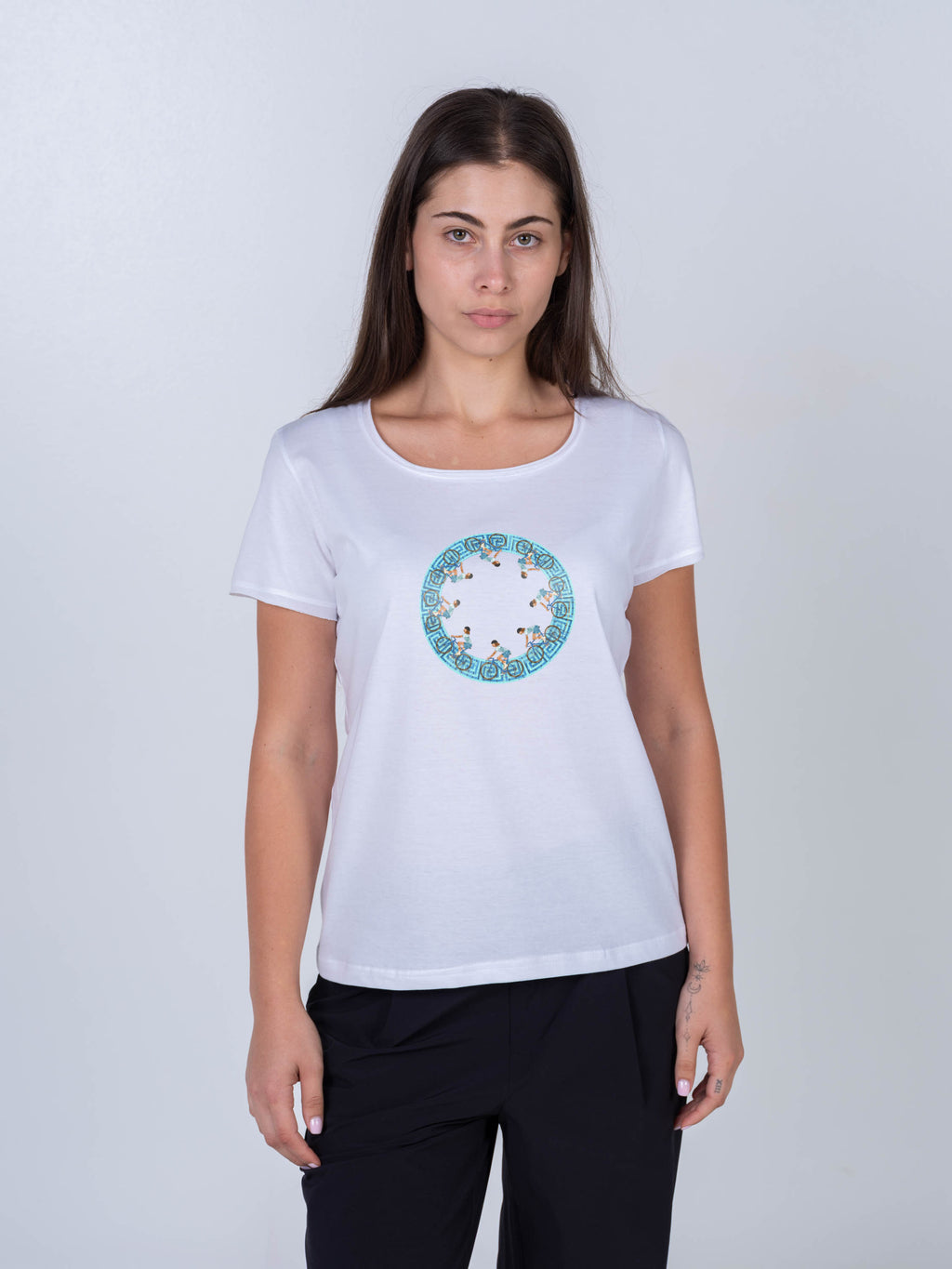 Cyclists Greek Key Circle - T-Shirts