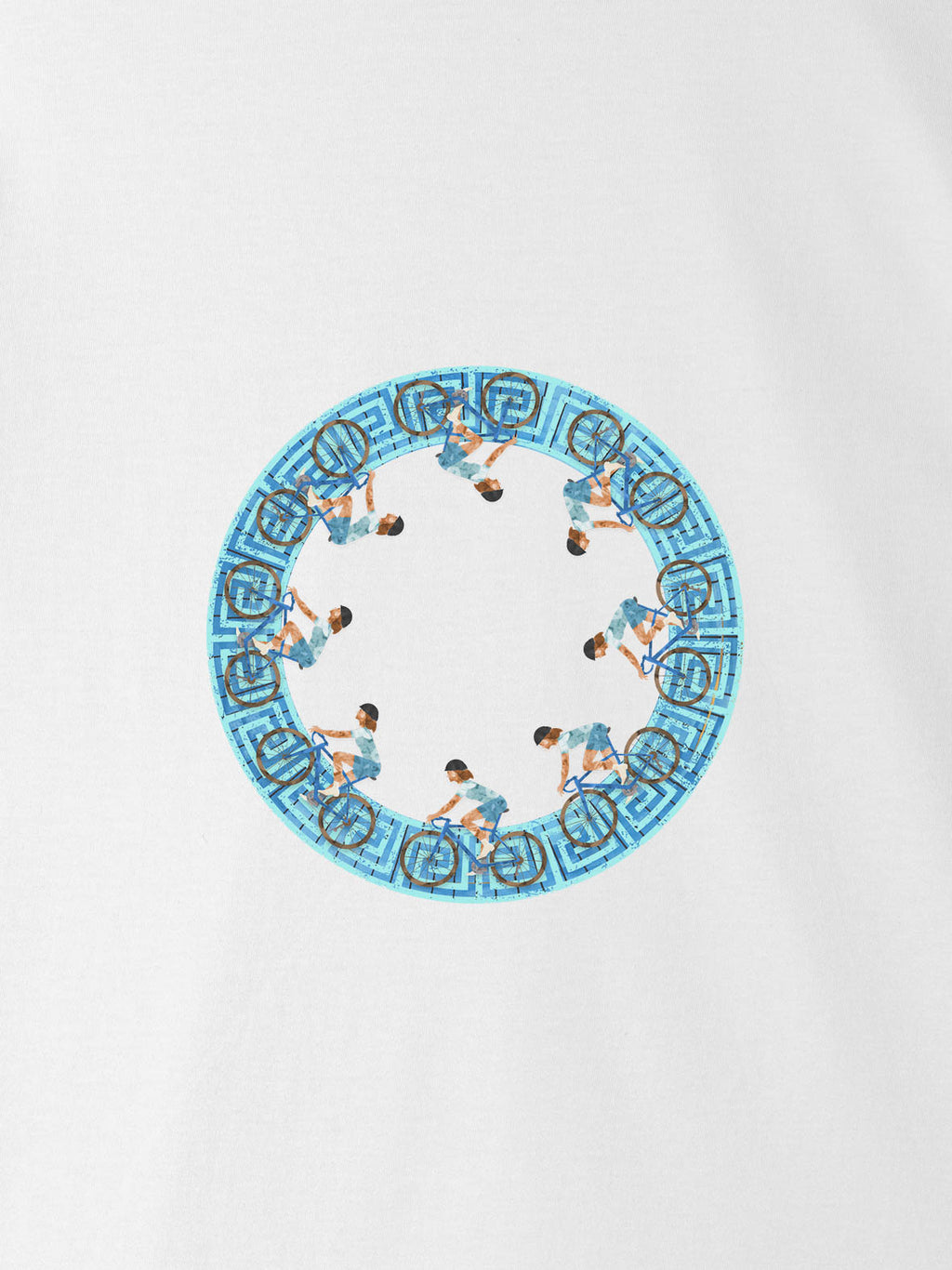 Cyclists Greek Key Circle - T-Shirts