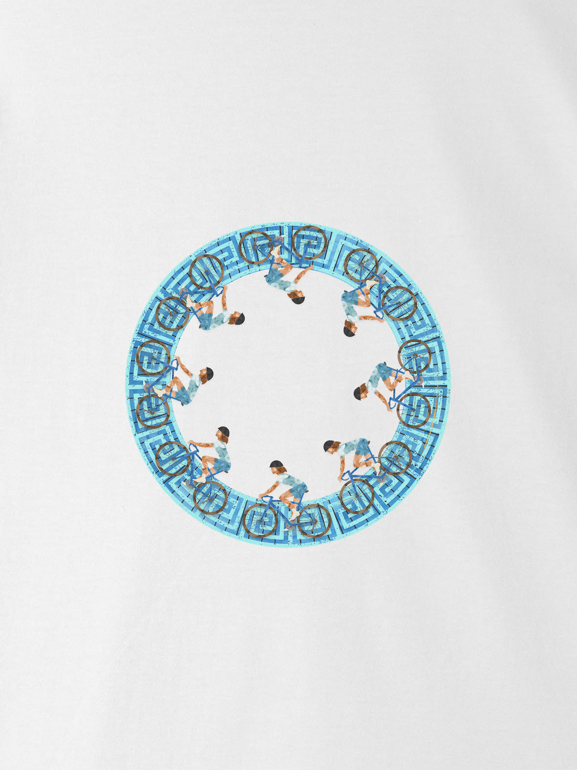 Cyclists Greek Key Circle - T-Shirts