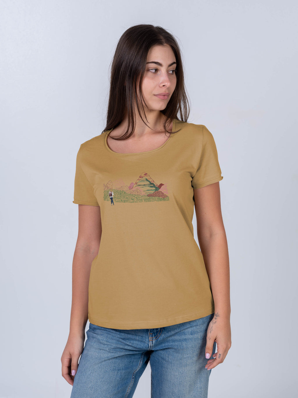 Hiker in Colorful Mountains - T-Shirts