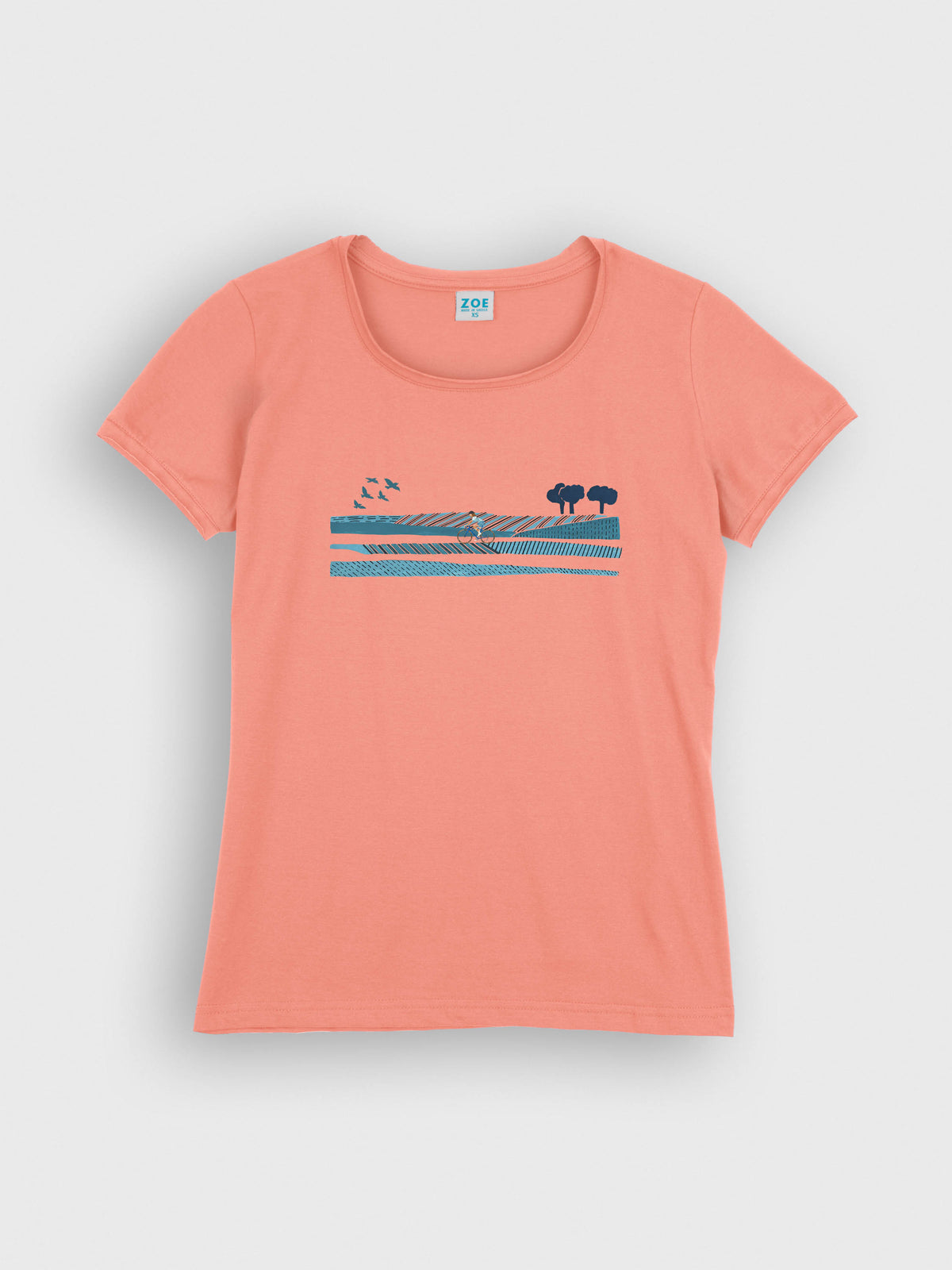 Cyclist in Blue Countryside - T-Shirts