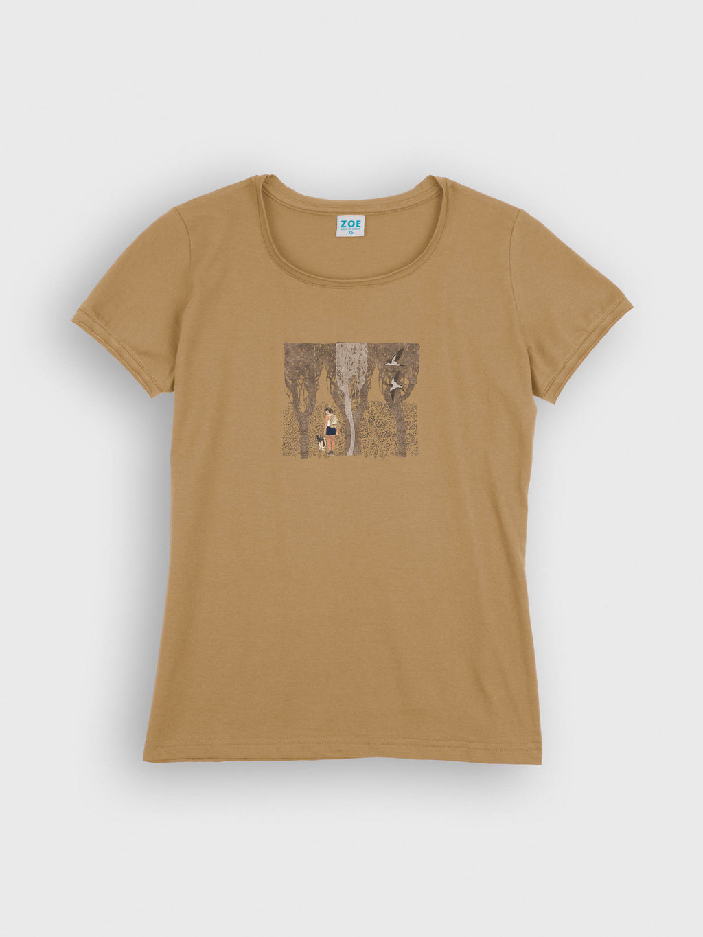 Hiker with Dog in the Forest & Swallows - T-Shirts